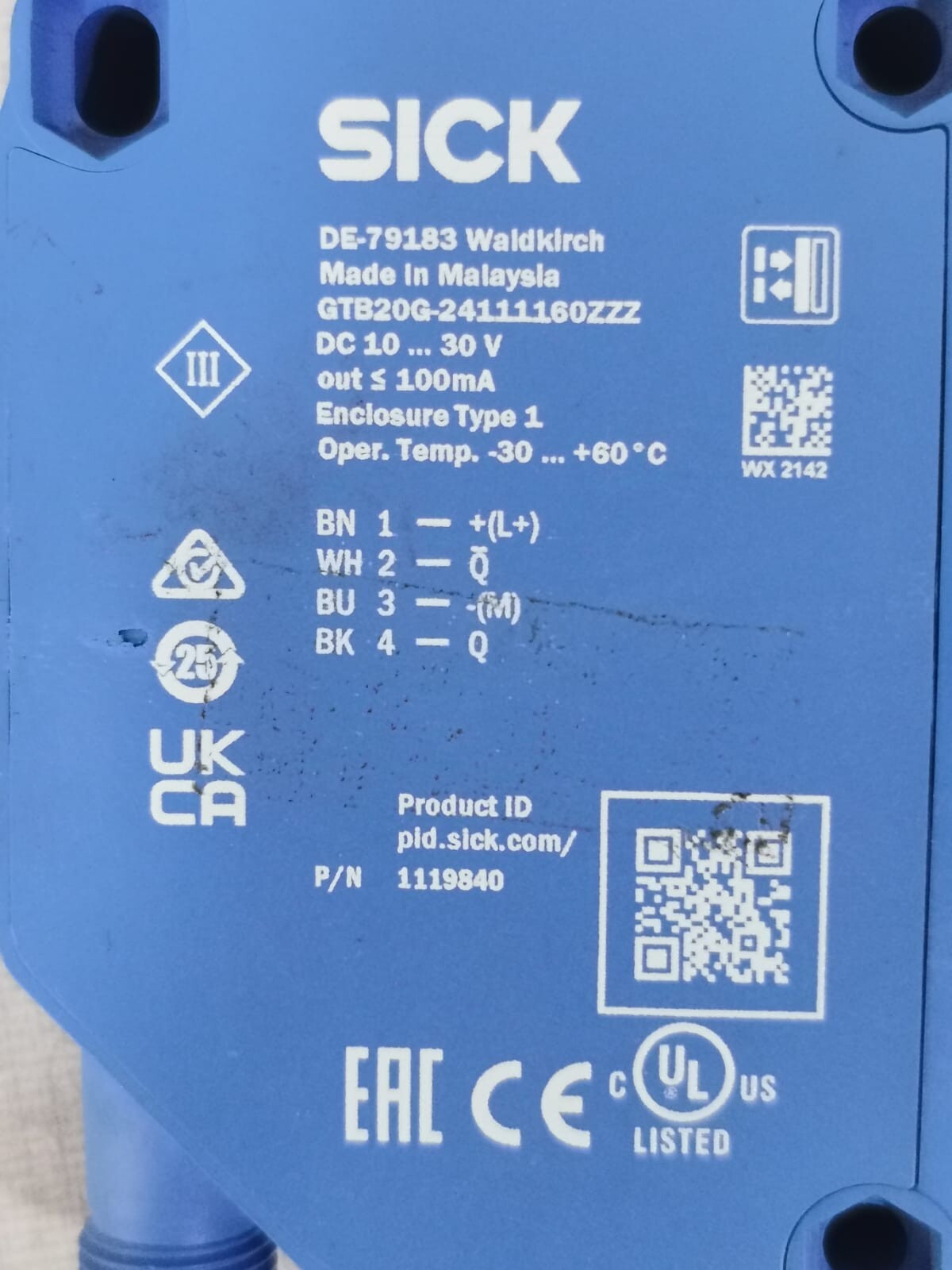 SICK DE-79183 SICK DE-79183 GTB20G-24111160ZZZ DC 10...30 V 6