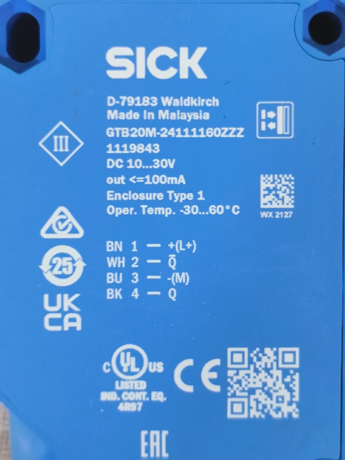 SICK GTB20M-24111160ZZZ SICK GTB20M-24111160ZZZ Photoelectric Sensor / D-79183 Waldkirch 2