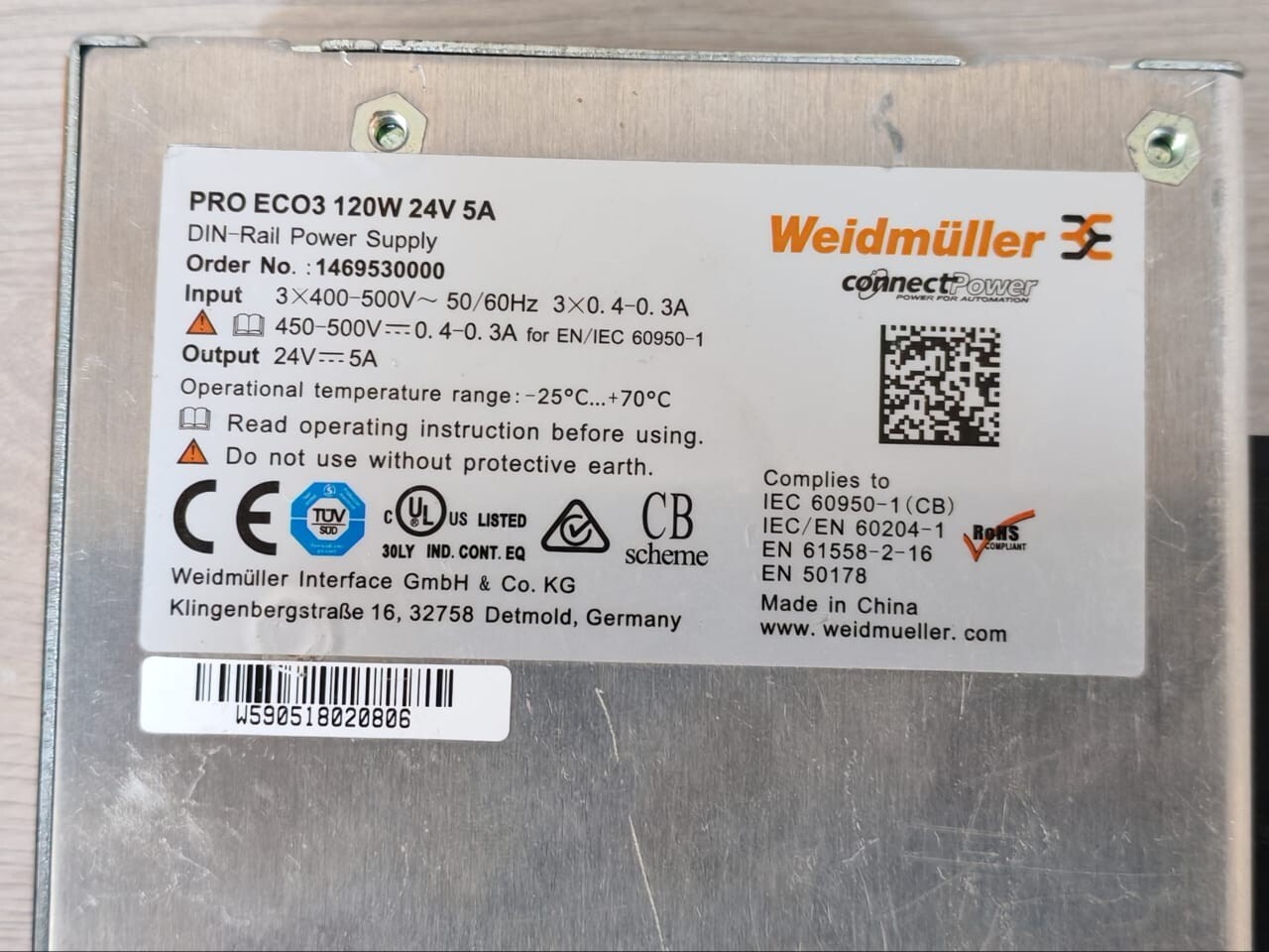 Weidmuller 1469530000 Weidmuller PRO eco / Pro Eco3 120W 24V 5A Din Rail Power Supply 1469530000 4