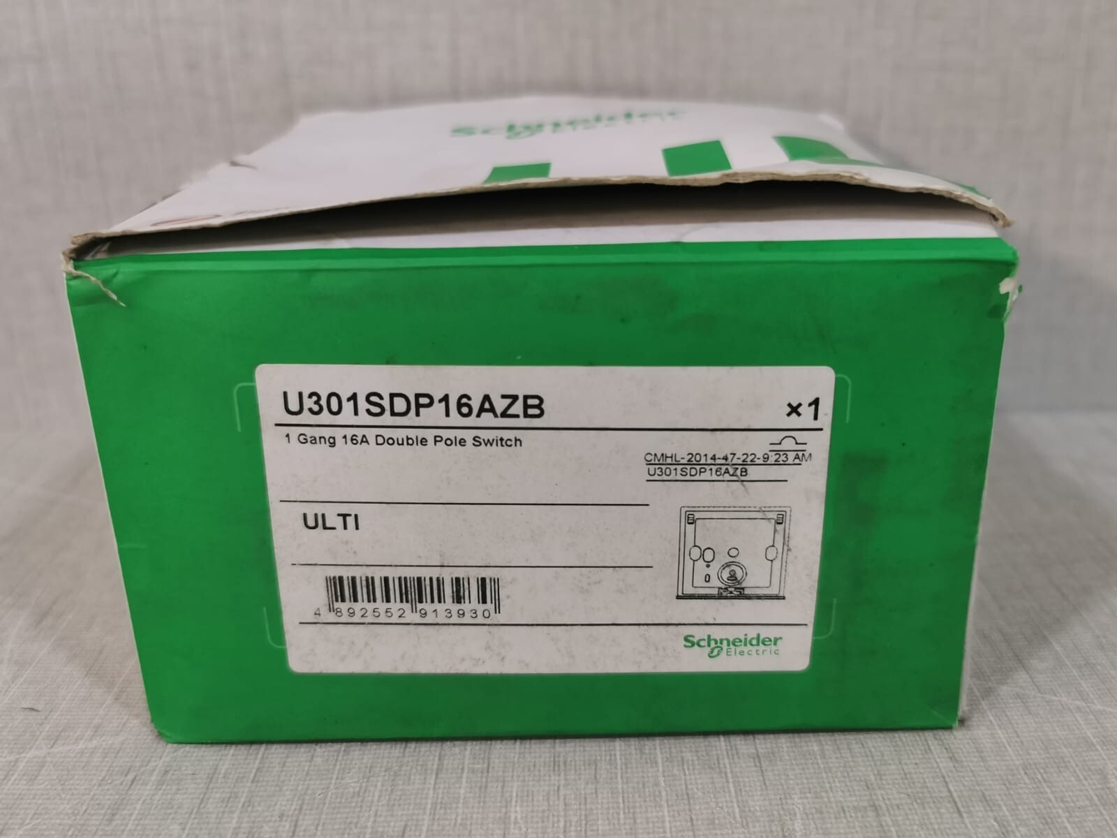 Schneider Electric U301SDP16AZB Schneider Electric ULTI ZigBee U301SDP16AZB 1 Gang 16A Double Pole Switch 9