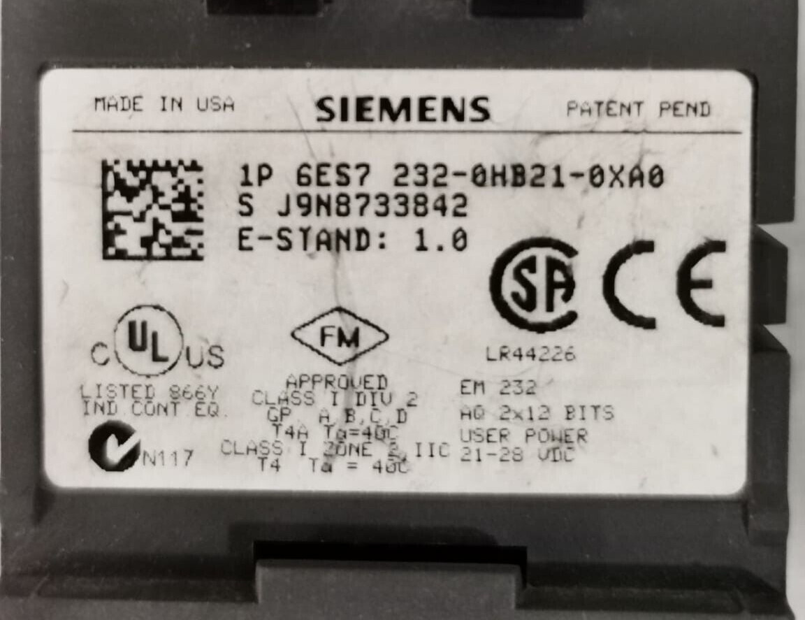 Siemens 6ES7232-0HB21-0XA0 Siemens Simatic S7-200 EM 232 6ES7232-0HB21-0XA0 Analog Output Module 2