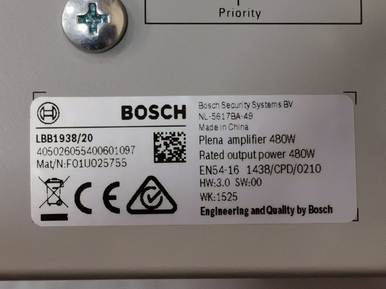 Bosch LBB1938/20 BOSCH LBB1938/20 / F01U025755 Plena Amplifier 480W 2