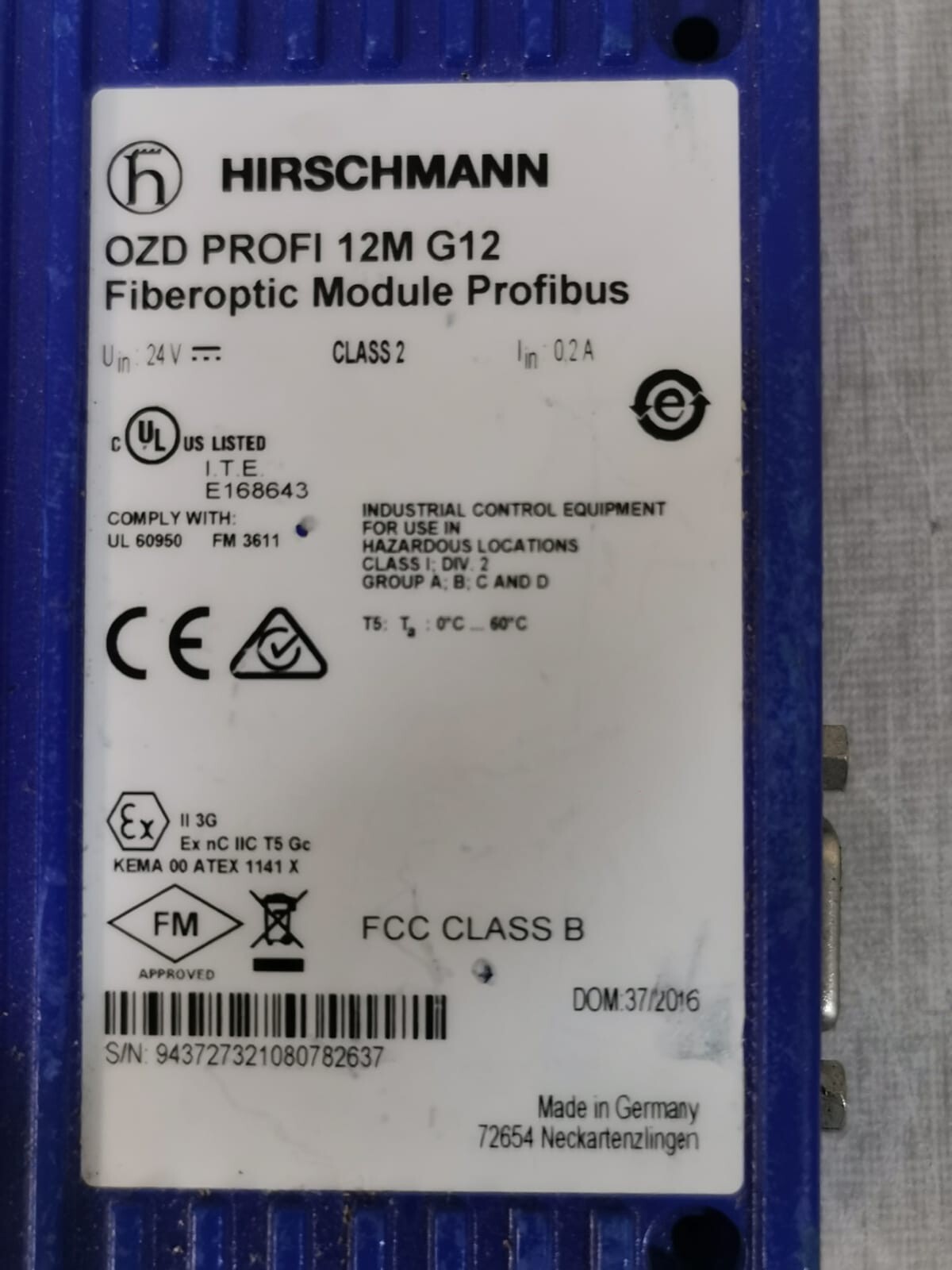 Hirschmann OZD PROFI 12M G12 Hirschmann OZD PROFI 12M G12 Fiberoptic Module Profibus 5