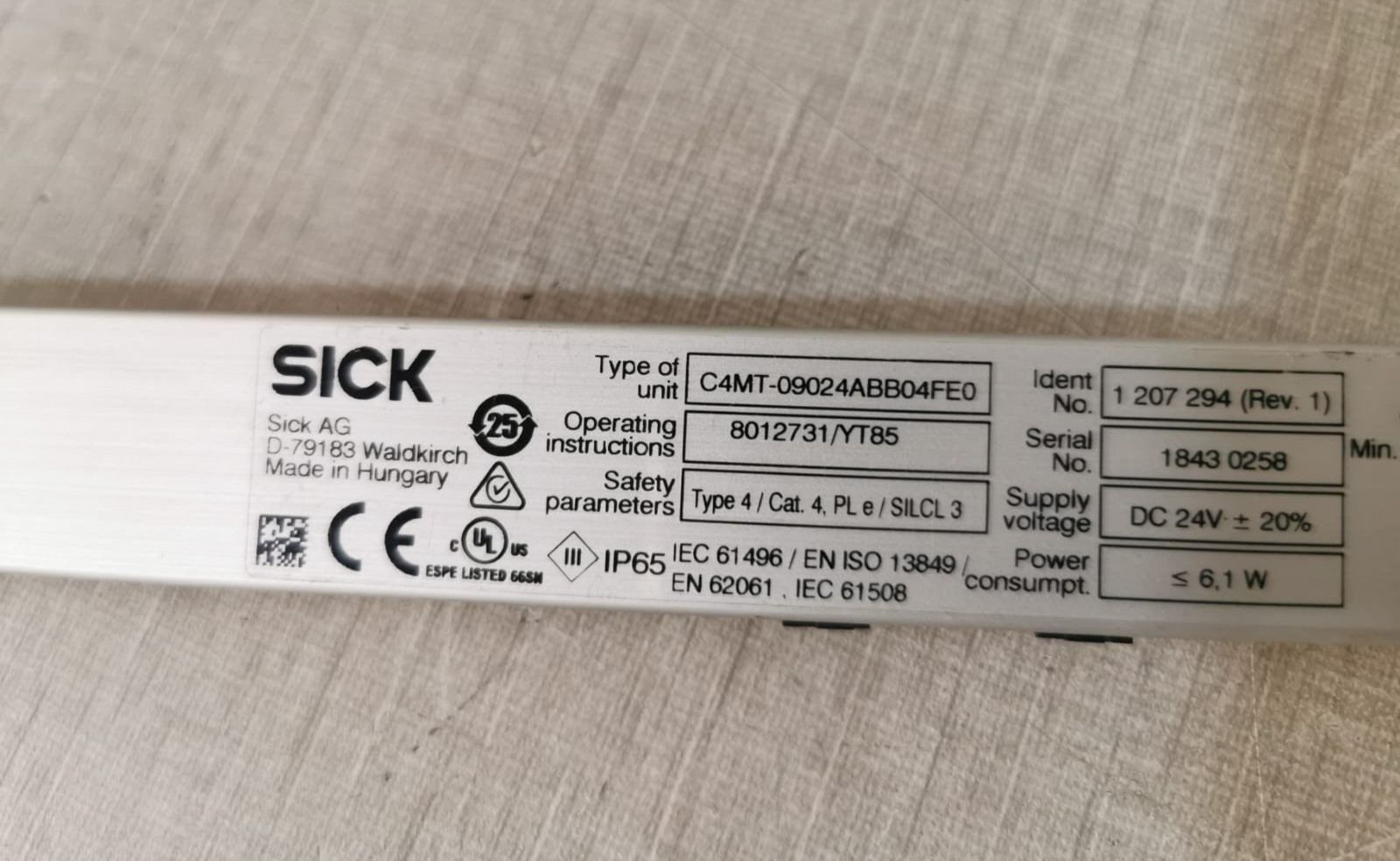sick C4MT-09024ABB04FE0 SICK miniTwin4 C4MT-09024ABB04FE0 Ident No. 1 207 294 Rev 1 6