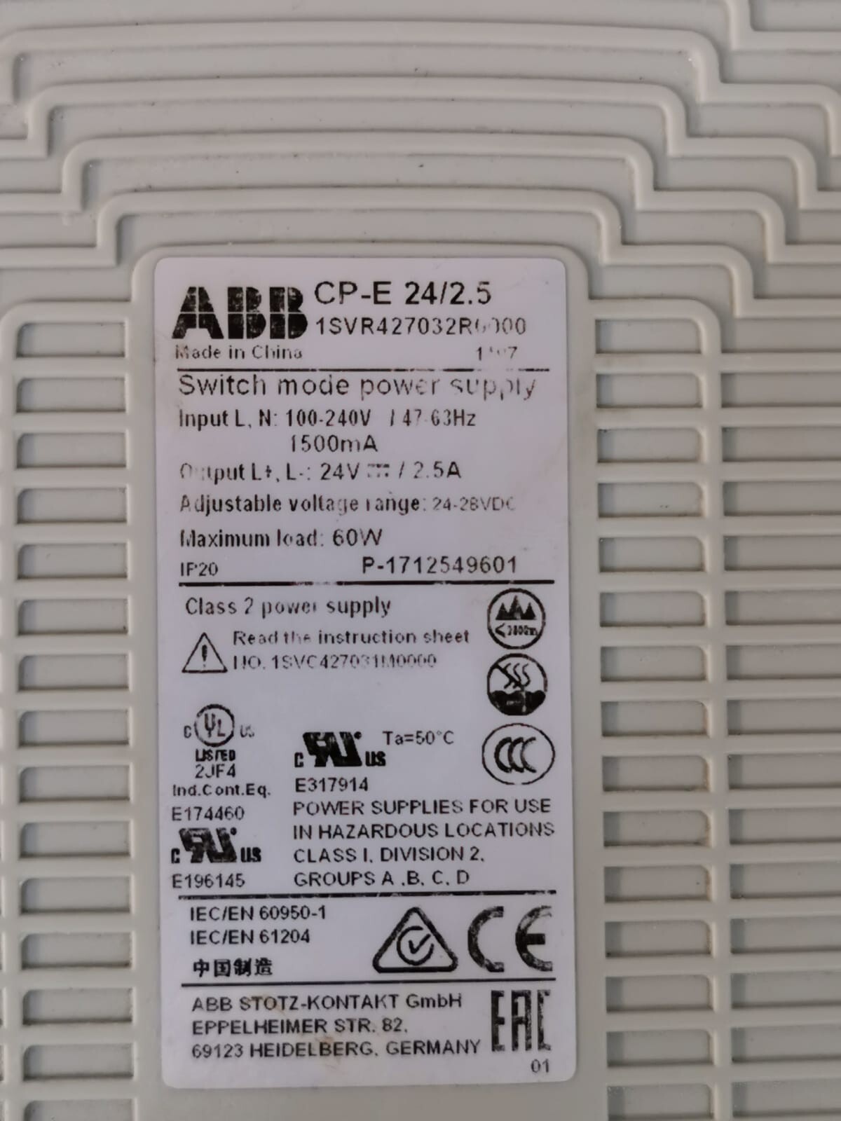 ABB CP-E 24/2.5 ABB CP-E 24/2.5 Switch Mode Power Supply 1SVR427032R0000 3