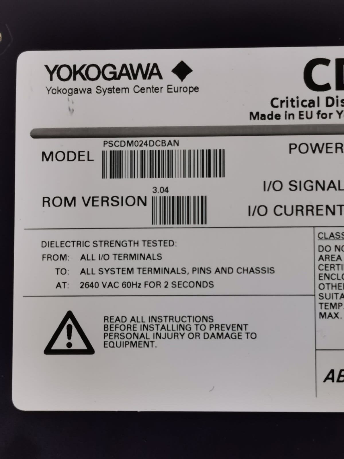Yokogawa PSCDM024DCBAN Yokogawa PSCDM024DCBAN Critical Discrete Module A5E00248371/06 ProSafe-PLC 2