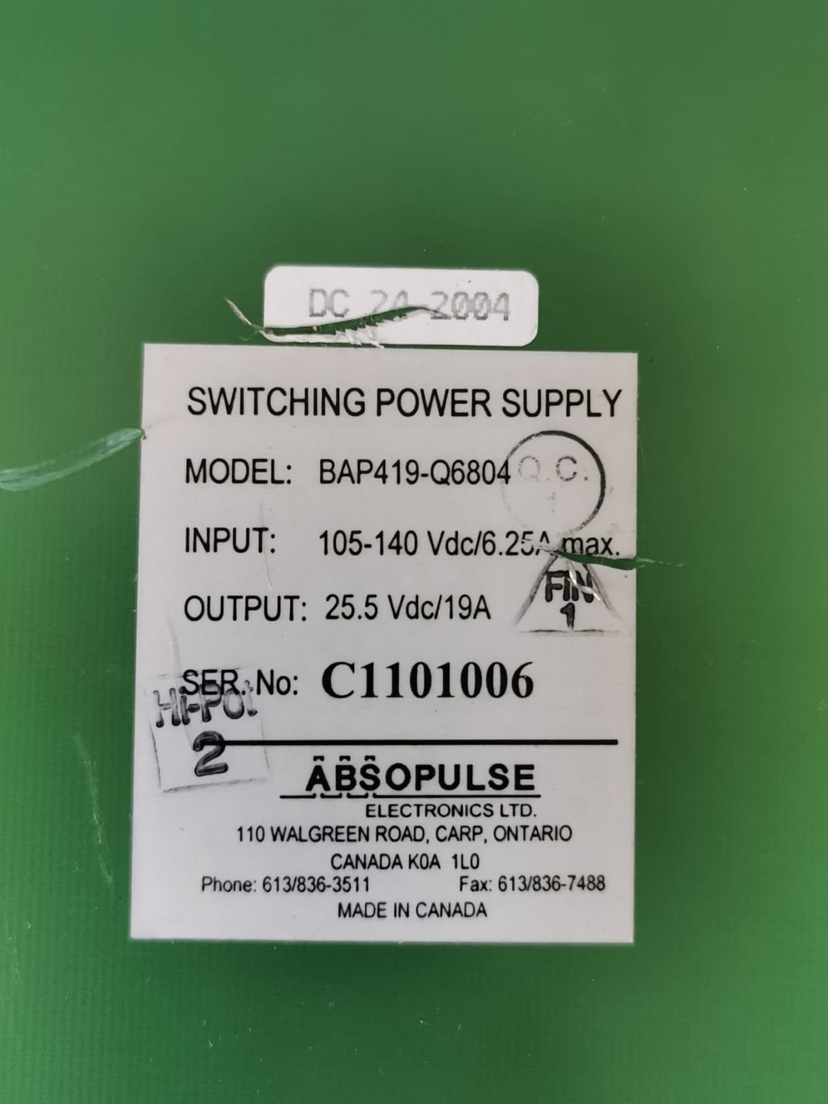 ABSOPULSE Electronics BAP419-Q6804 ABSOPULSE Electronics BAP419-Q6804 DC/DC Converter Switching Power Supply 4
