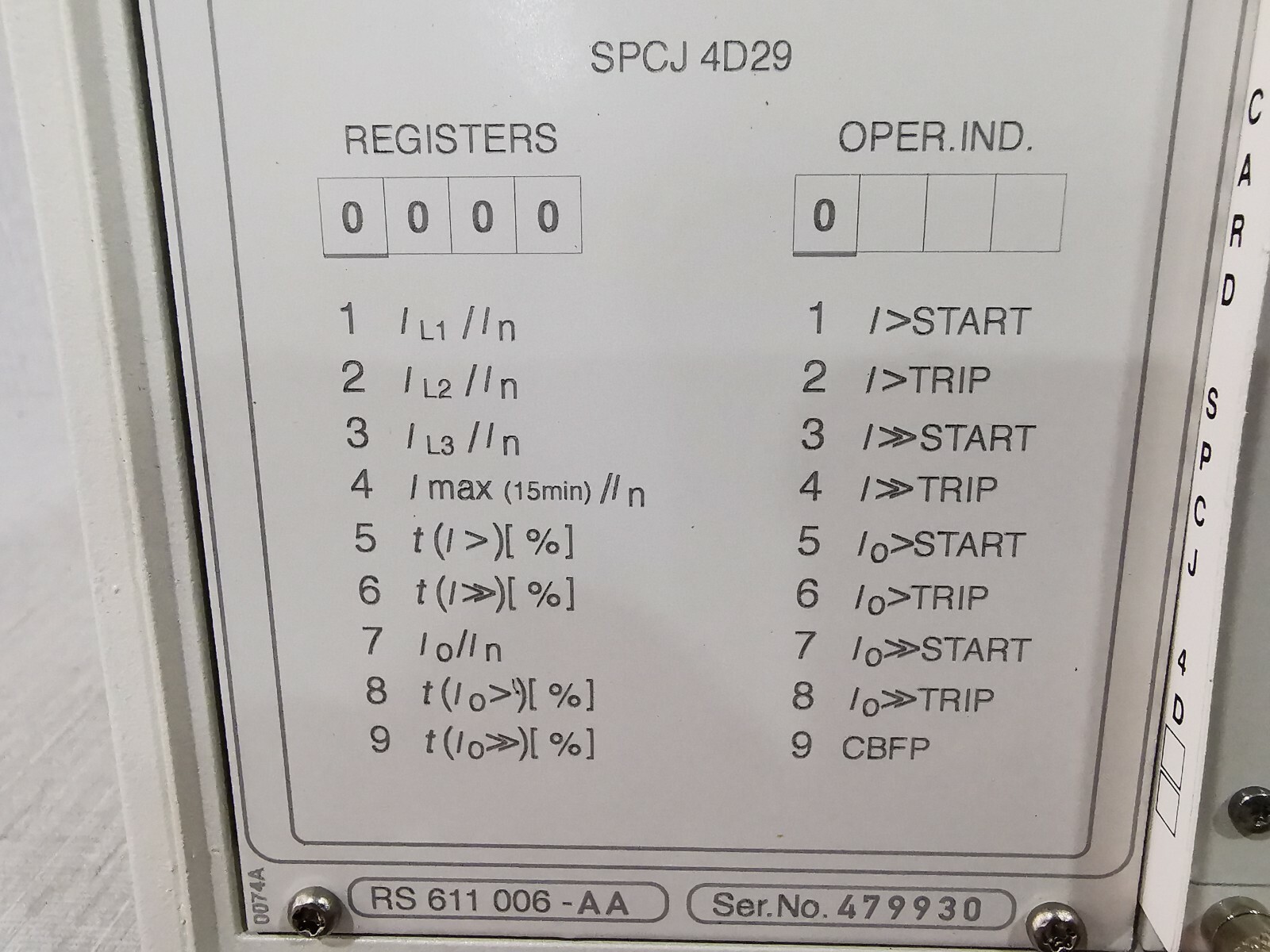 ABB SPCJ 4D29 ABB SPAJ 140 C OVERCURRENT & EARTH-FAULT RELAY SPCJ 4D2 5