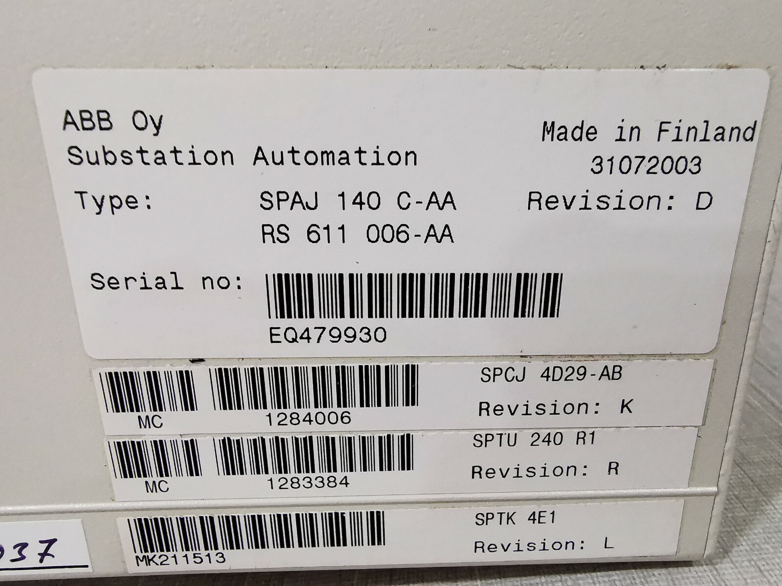 ABB SPCJ 4D29 ABB SPAJ 140 C OVERCURRENT & EARTH-FAULT RELAY SPCJ 4D2 8