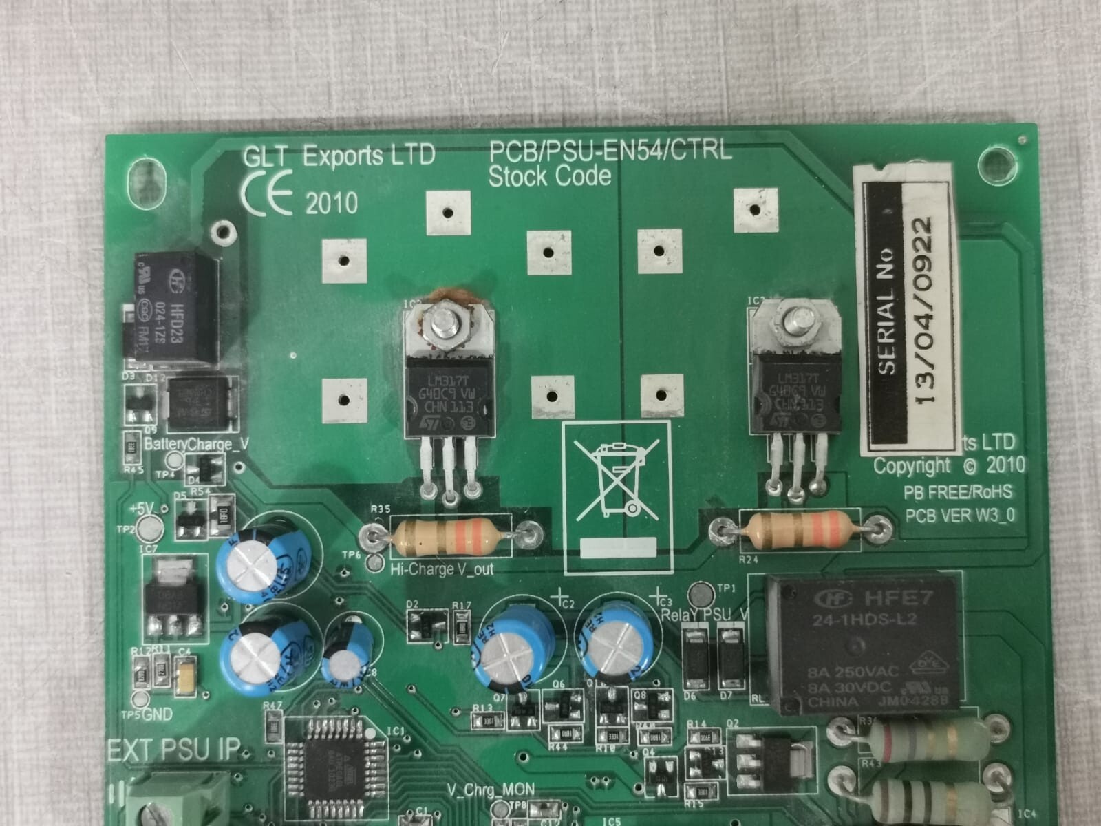 GLT Exports EN54/CTRL GLT Exports LTD. PSU-EN54/CTRL Interface Board 2