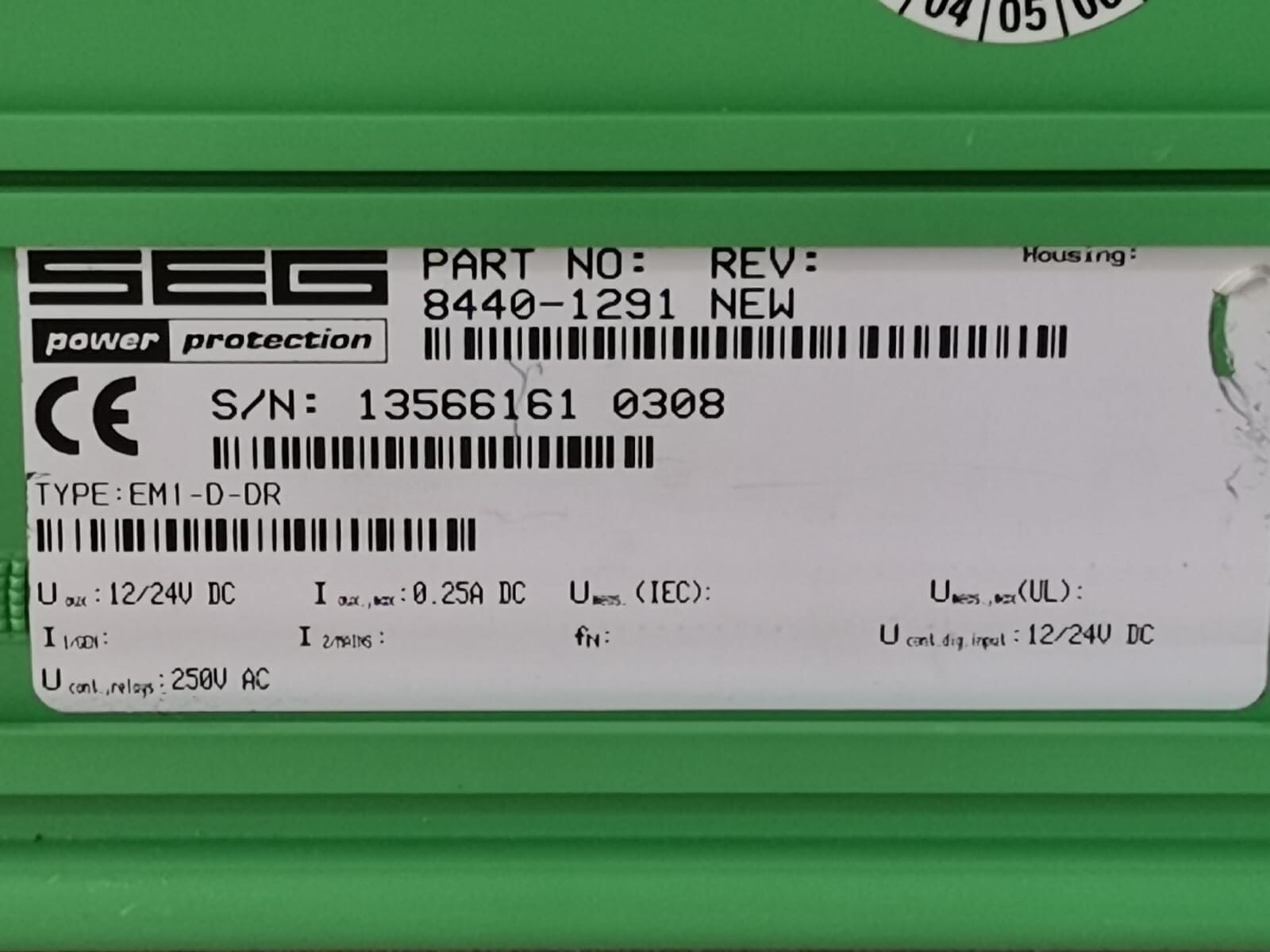 SEG Power Connection 8440-1291 SEG EM1-D-DR 8440-1291 REV. Switching Module 12/24VDC 6