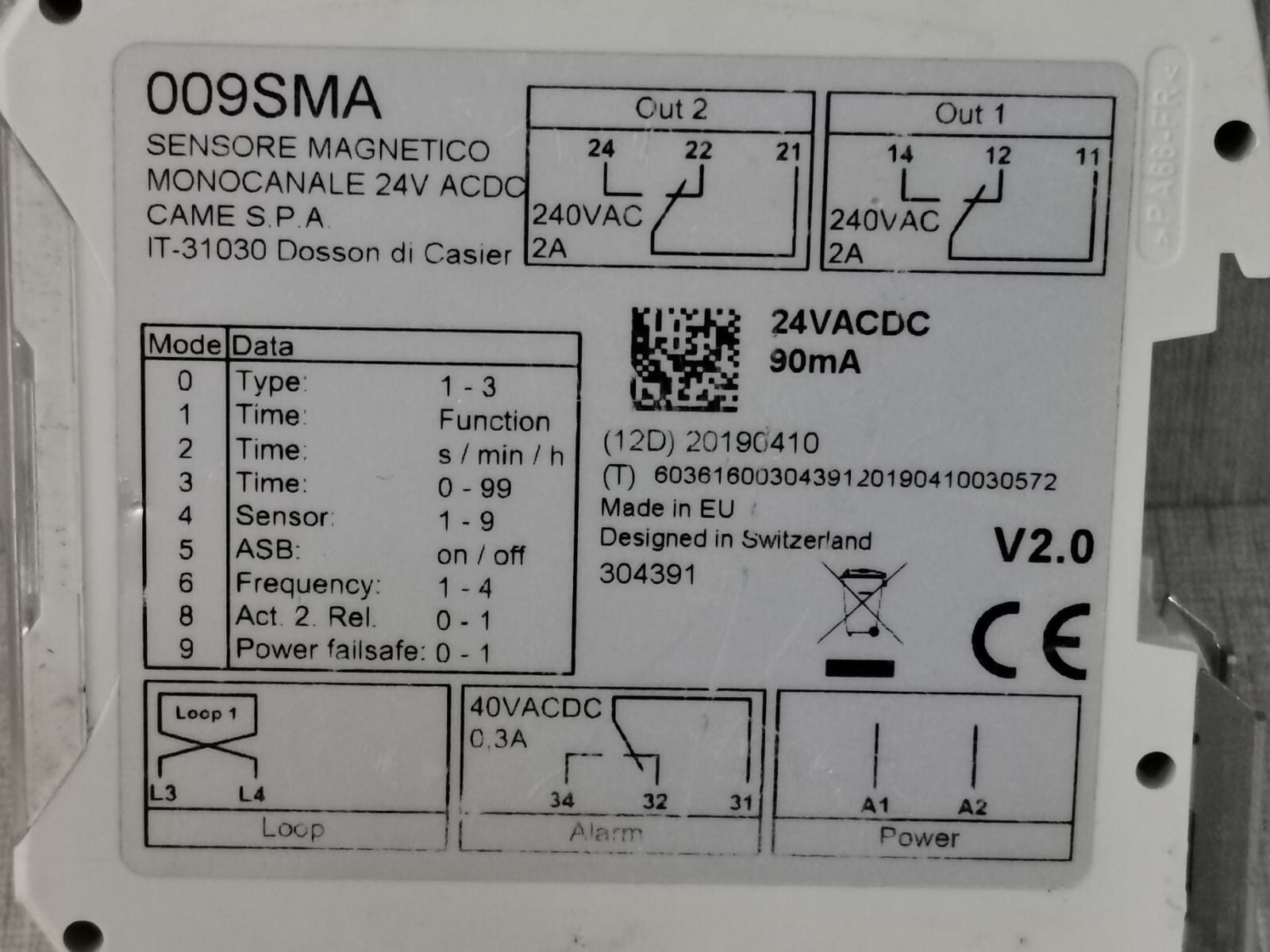 CAME 009SMA CAME S.P.A 009SMA SMA Series -Loop Detectors 3