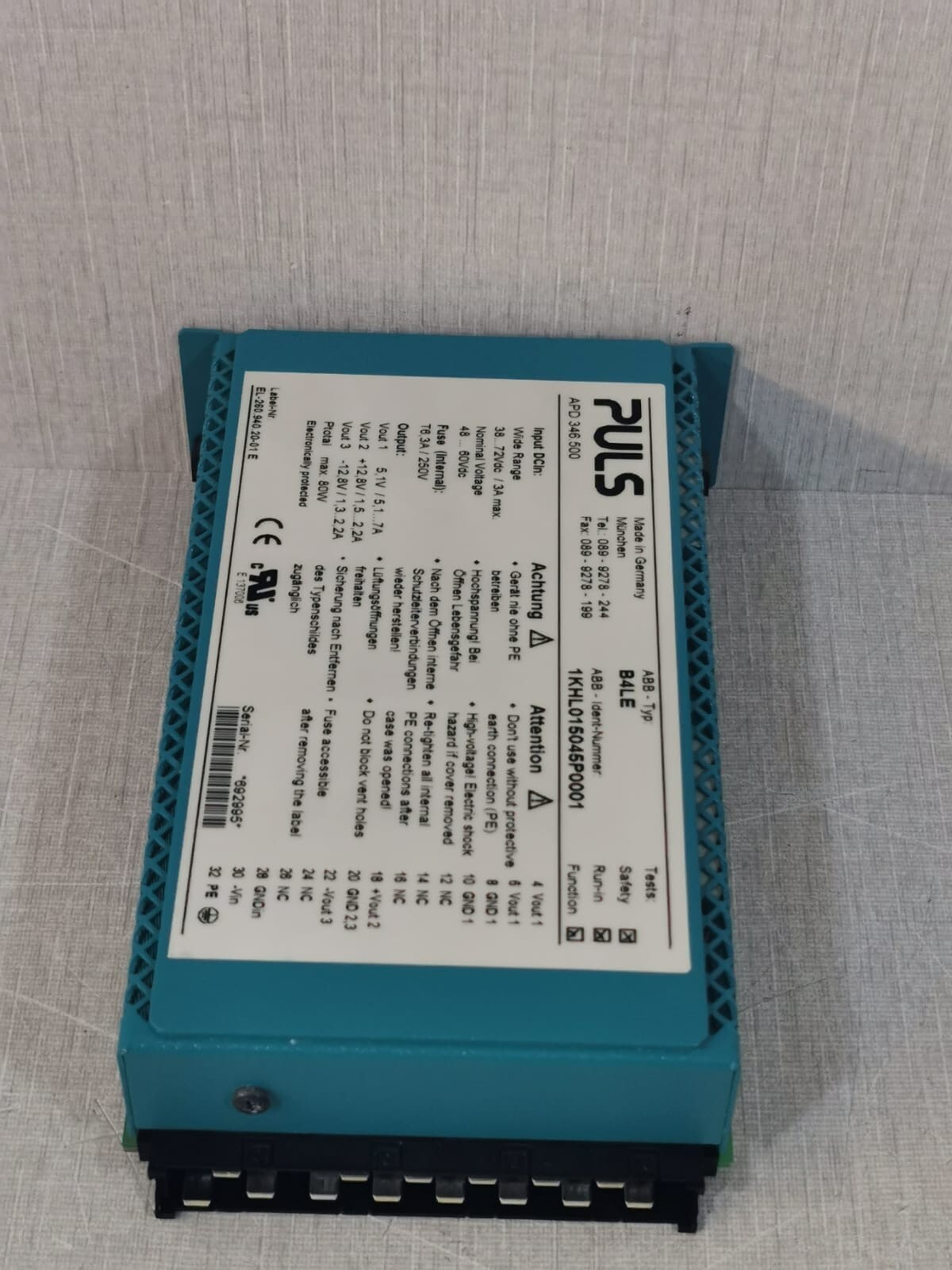ABB APD346.500 / B4LE 1KHL015045P00010 ABB PULS APD346.500 / B4LE 1KHL015045P00010 250V POWER MODULE 4