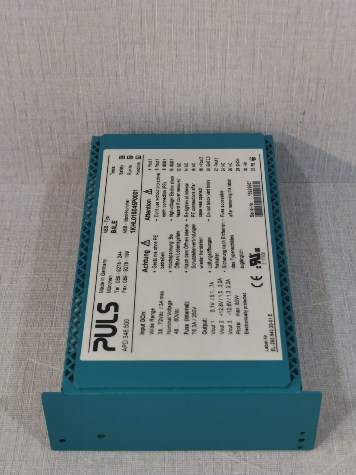 ABB APD346.500 / B4LE 1KHL015045P00010 ABB PULS APD346.500 / B4LE 1KHL015045P00010 250V POWER MODULE 5