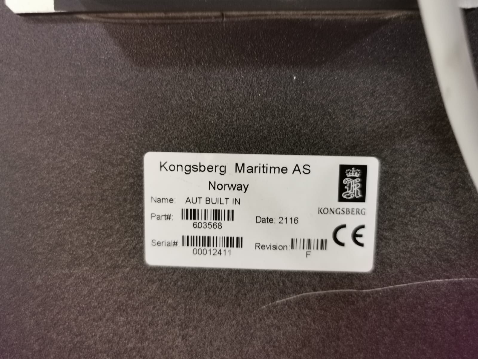 Kongsberg IN-603568 KONGSBERG MARITIME AS AUT BUILT IN 603568 REV.F CONTROL PANEL 3