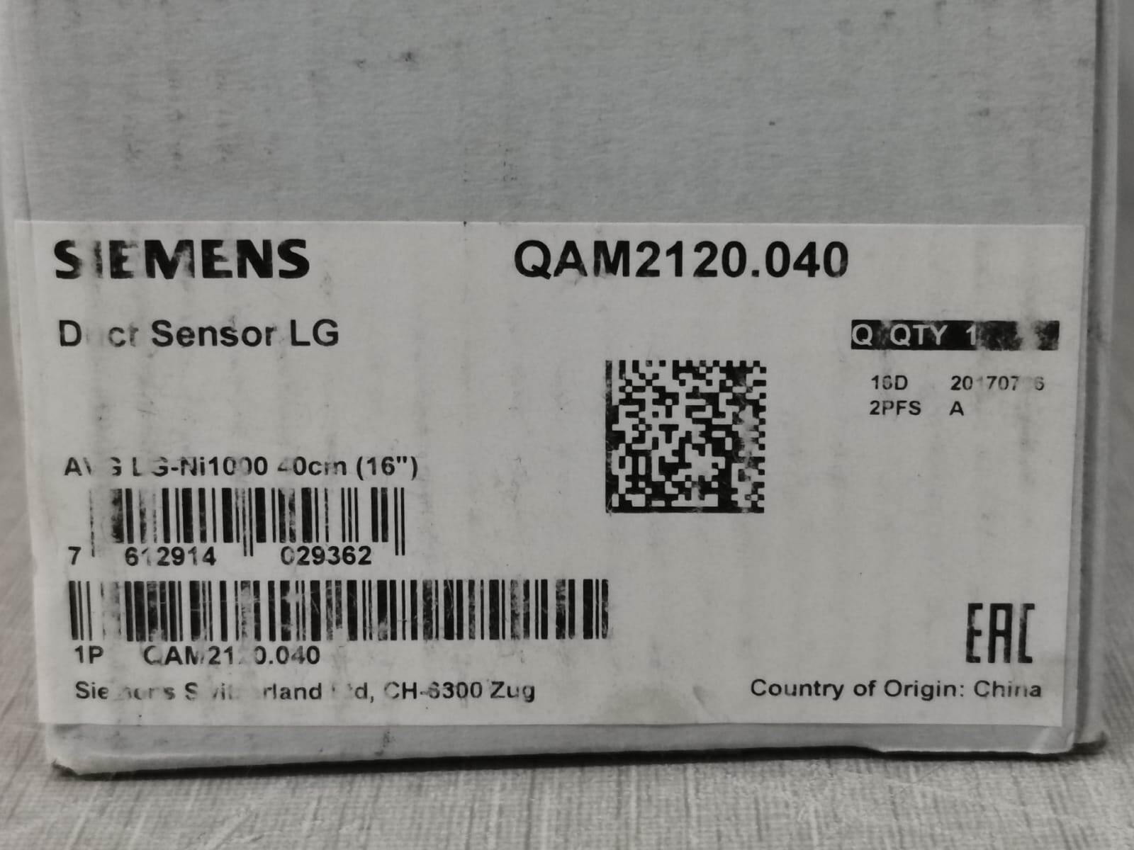 Siemens QAM2120.040 SIEMENS QAM2120.040 Duct Sensor LG - WITH FILTHY BOX 9