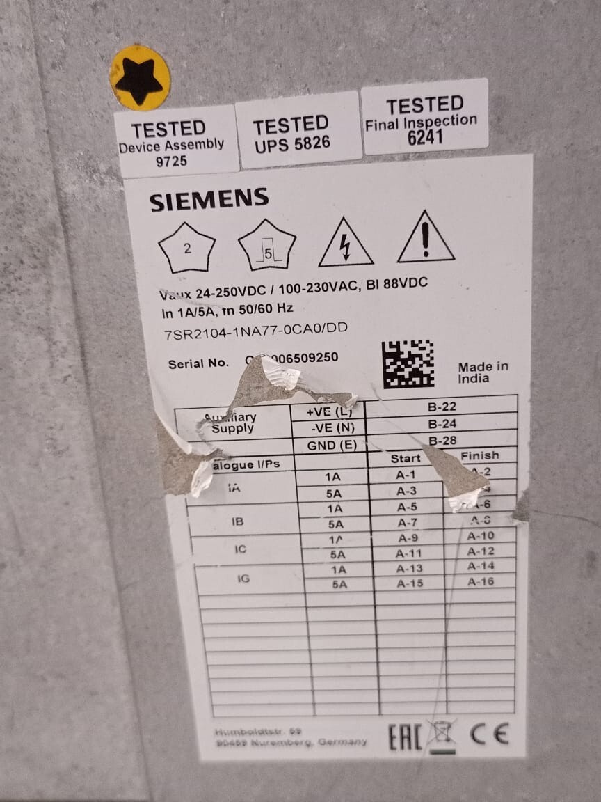 Siemens 7SR2104-1NA77-0CA0/DD Siemens Argus 7SR2104-1NA77-0CA0/DD Protection Healthy Relay 4