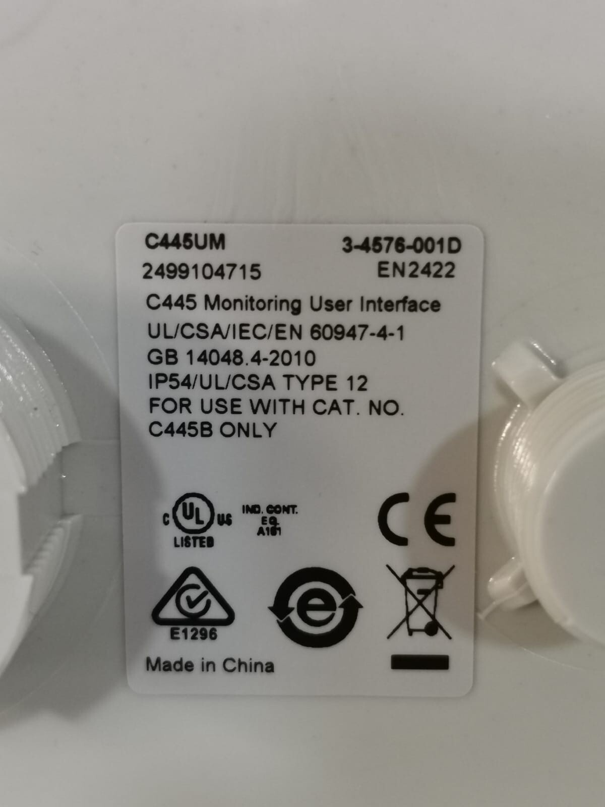 Eaton C445UM EATON C445UM Monitoring User Interface Style Number: 3-4576-001D 3