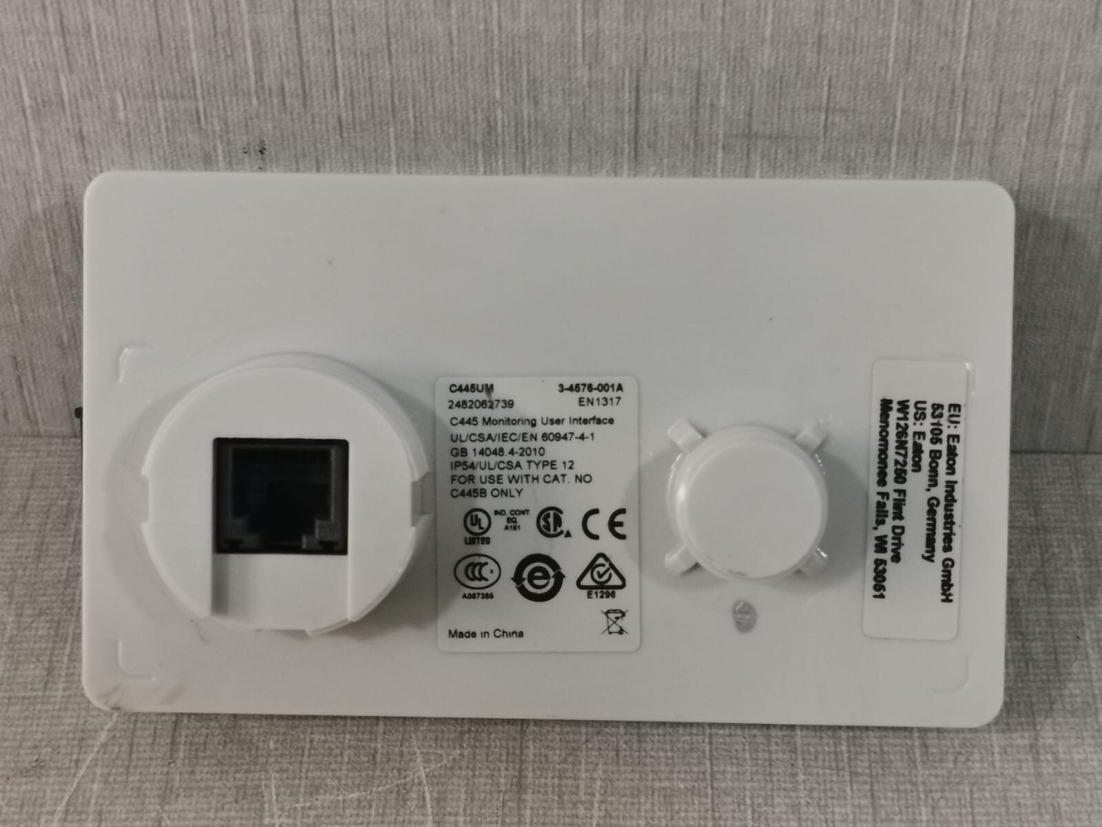 Eaton EATON C445UM EATON C445UM Monitoring User Interface Style Number:3-4576-001A 2