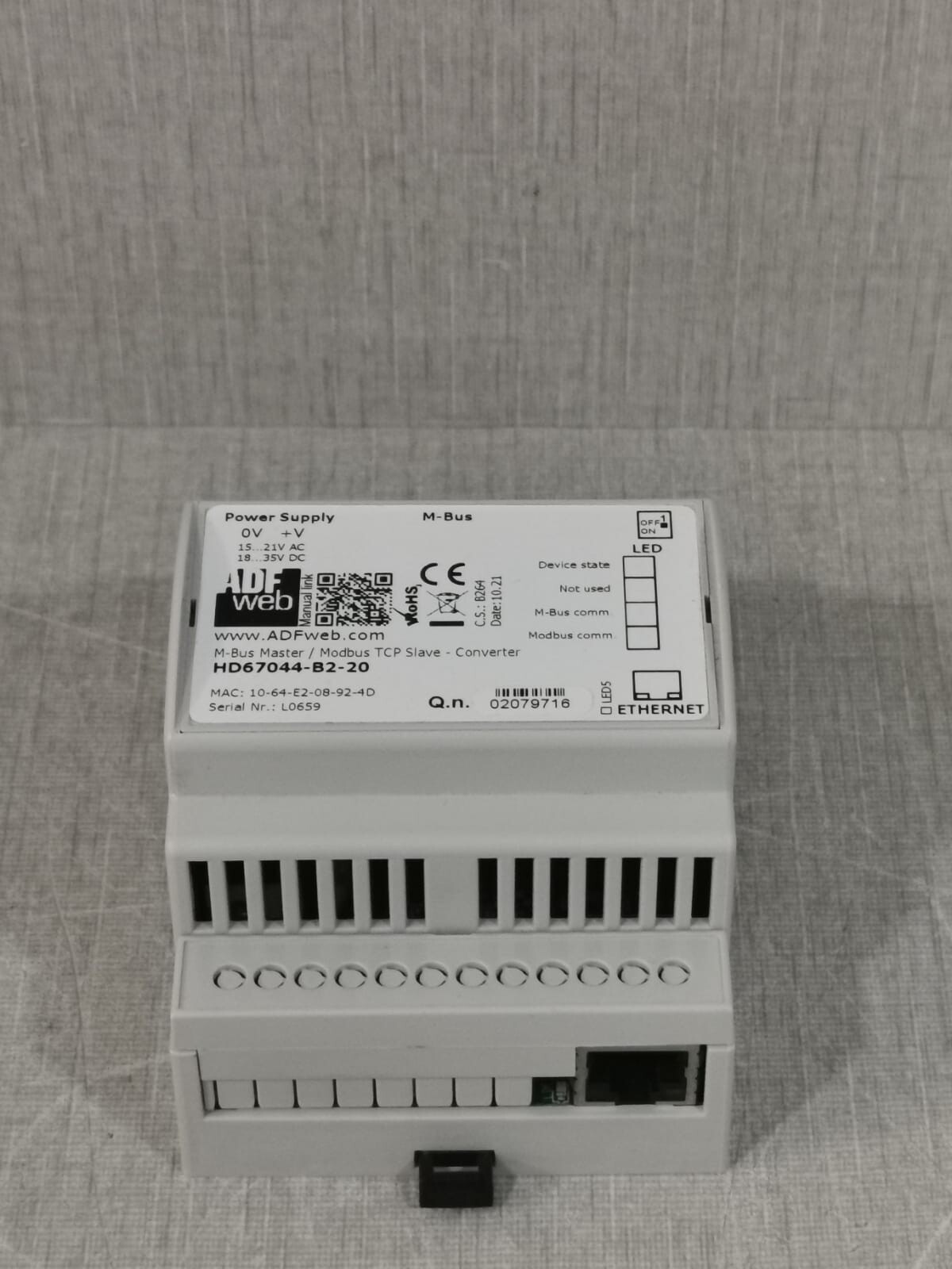 ADF WEB HD67044-B2-20 ADF WEB HD67044-B2-20 M-BUS MASTER/MODBUS TCP SLAVE-CONVERTER 4
