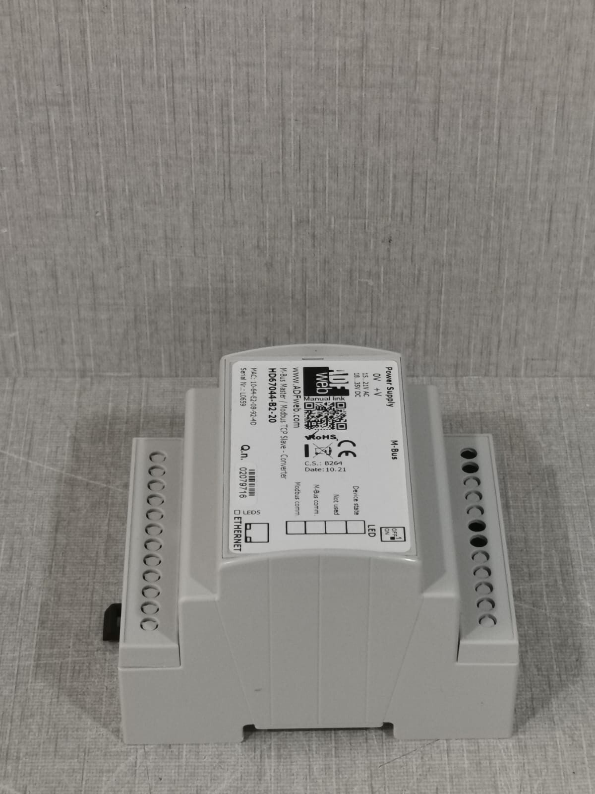 ADF WEB HD67044-B2-20 ADF WEB HD67044-B2-20 M-BUS MASTER/MODBUS TCP SLAVE-CONVERTER 6