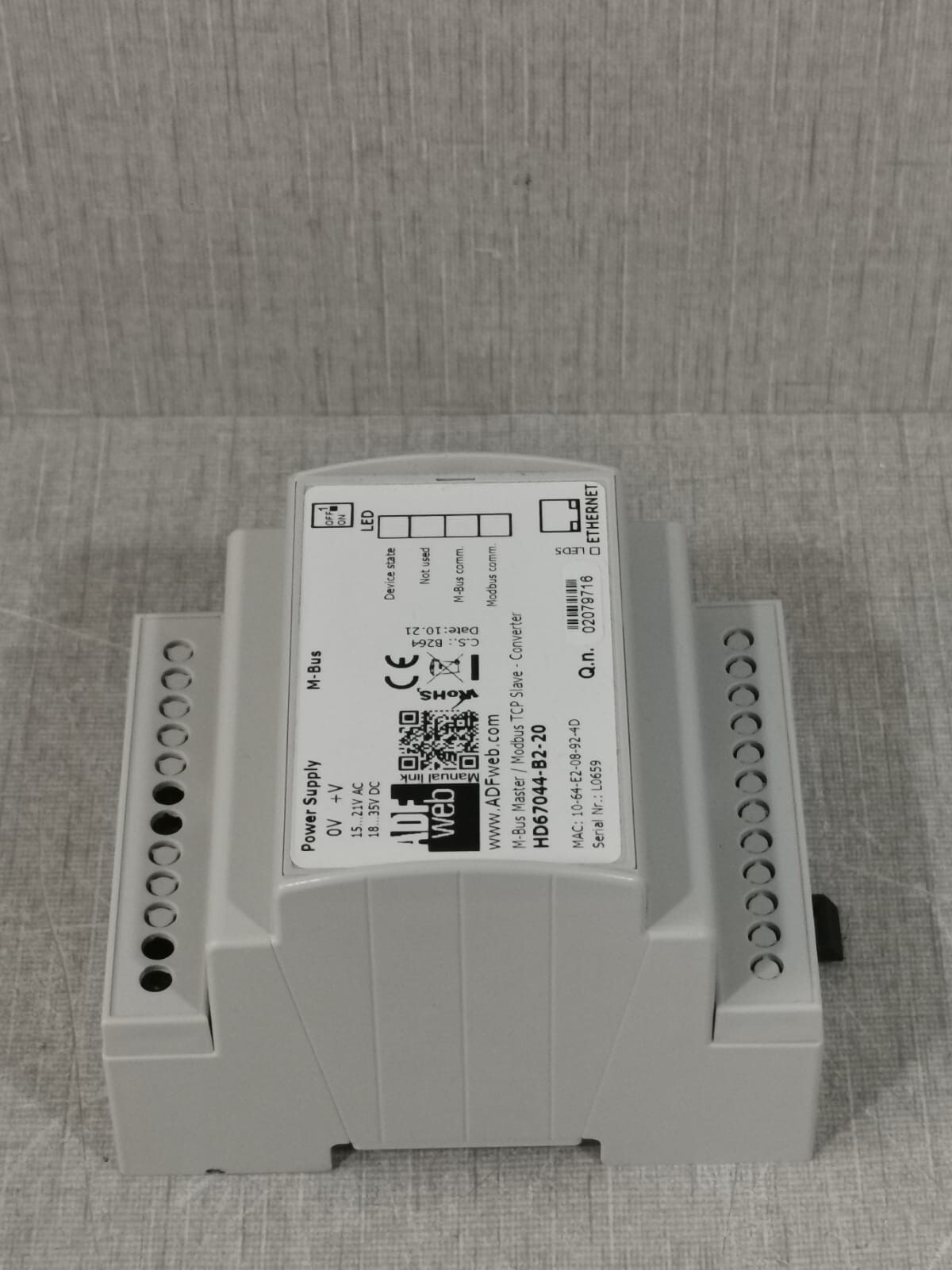 ADF WEB HD67044-B2-20 ADF WEB HD67044-B2-20 M-BUS MASTER/MODBUS TCP SLAVE-CONVERTER 7