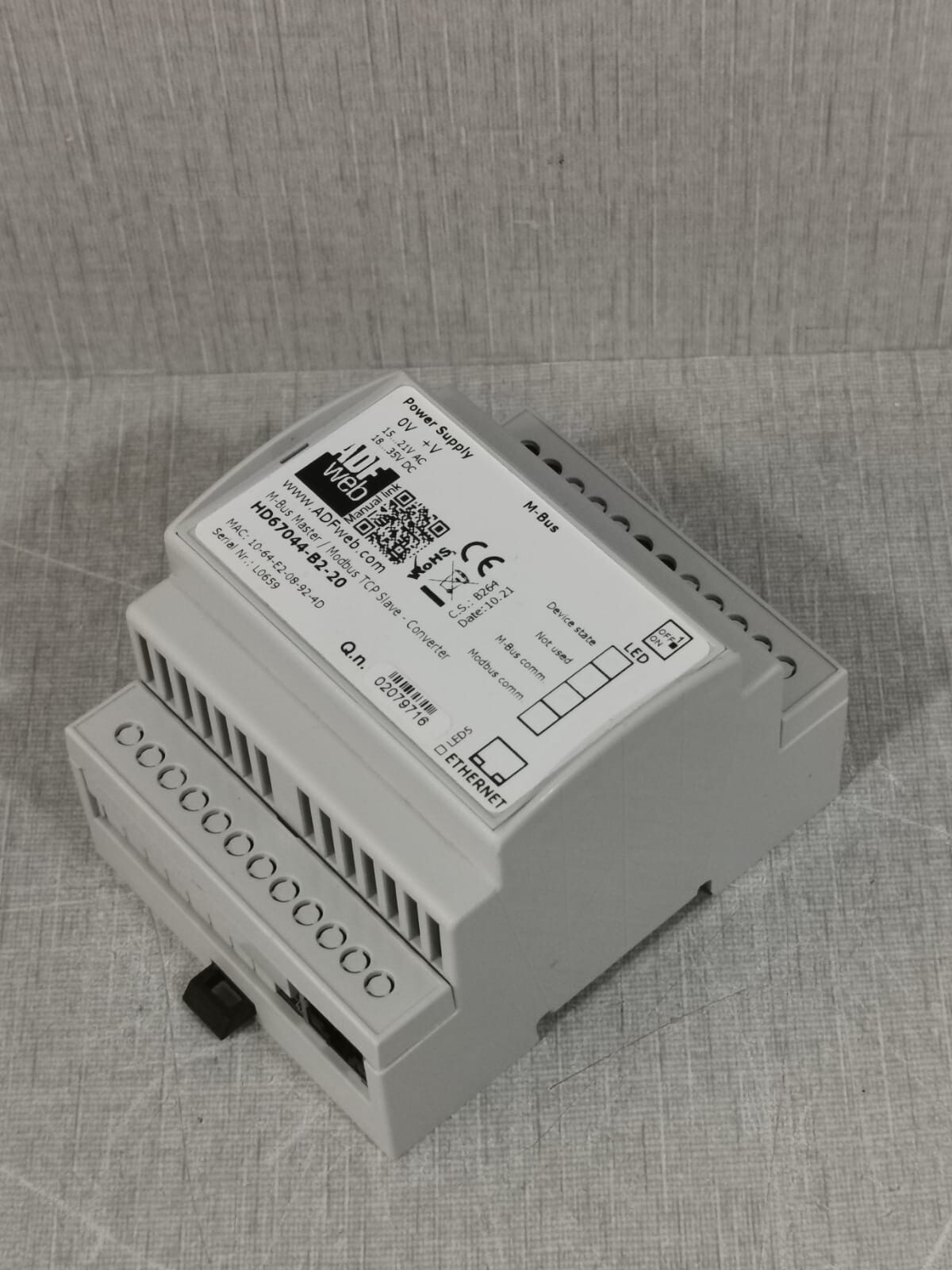 ADF WEB HD67044-B2-20 ADF WEB HD67044-B2-20 M-BUS MASTER/MODBUS TCP SLAVE-CONVERTER 9