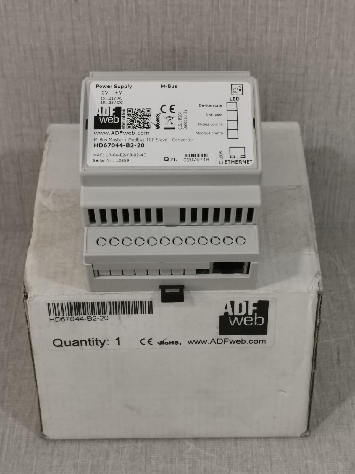 ADF WEB HD67044-B2-20 M-BUS MASTER/MODBUS TCP SLAVE-CONVERTER
