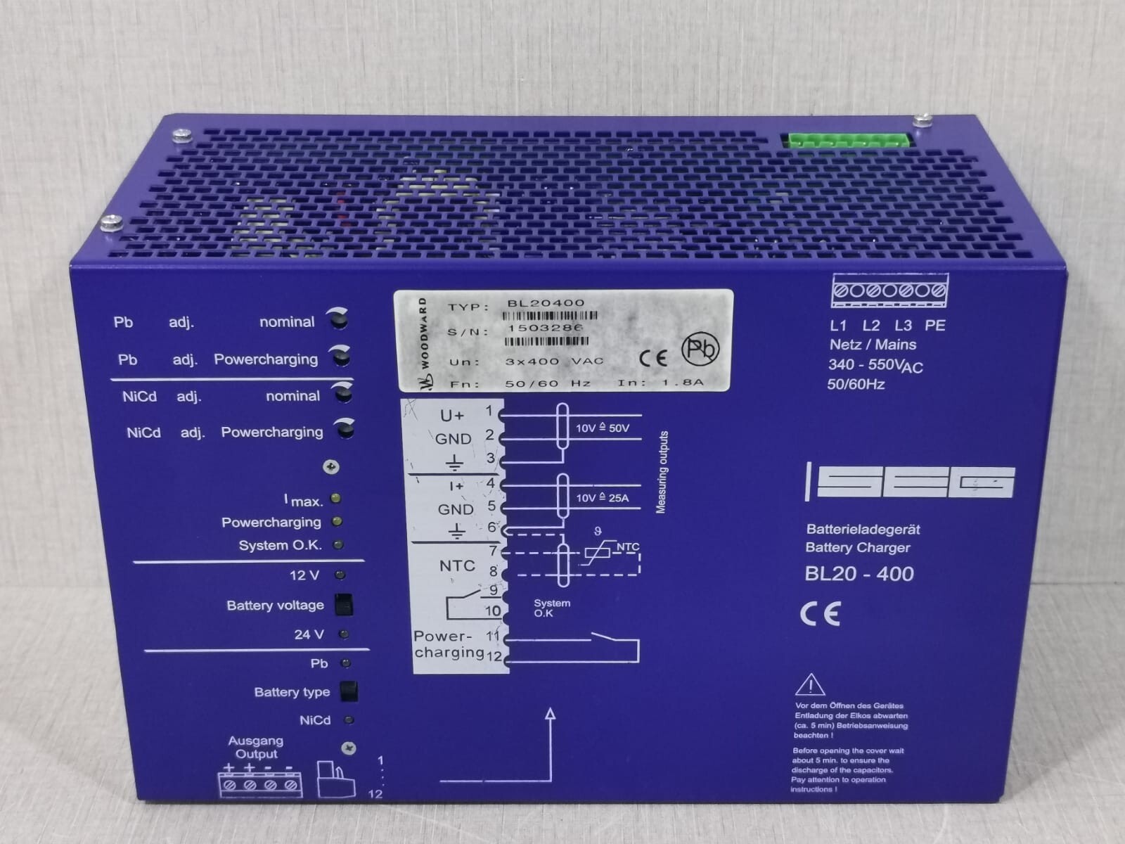 Woodward BL20400 WOODWARD SEG BL20400 BATTERY CHARGER 2