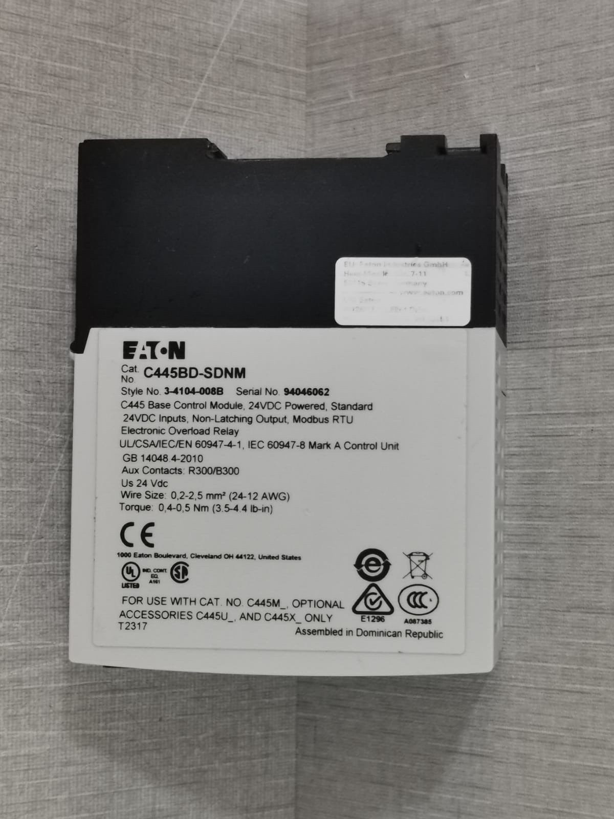 Eaton C445BA-SDNM EATON C445BA-SDNM C445 BASE CONTROL MODULE 24VDC 3