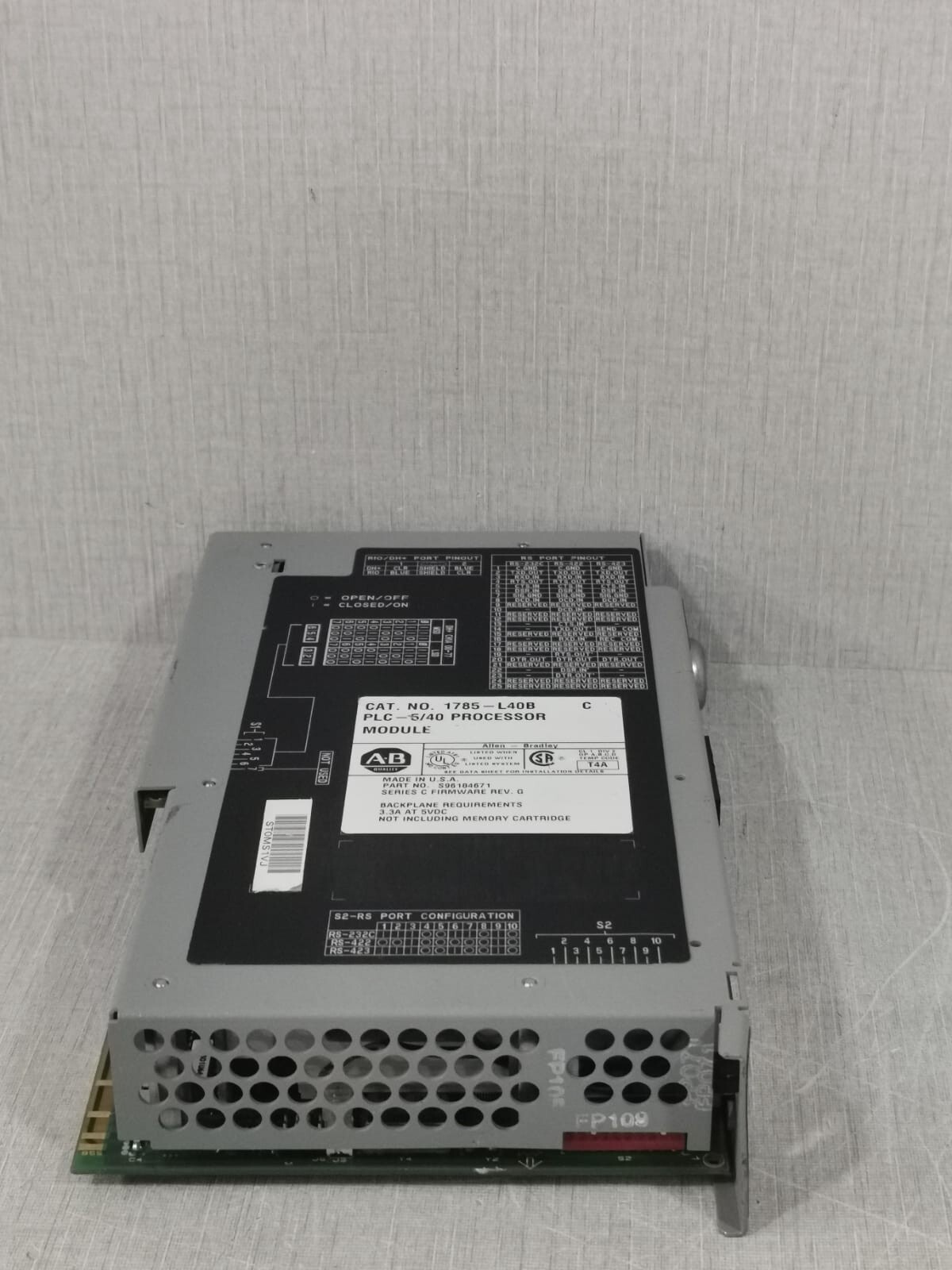Allen-Bradley S96184671 Allen Bradley 1785-L40B PLC-5/40 Processor Module S96184671 Ser. C/REV.G 6