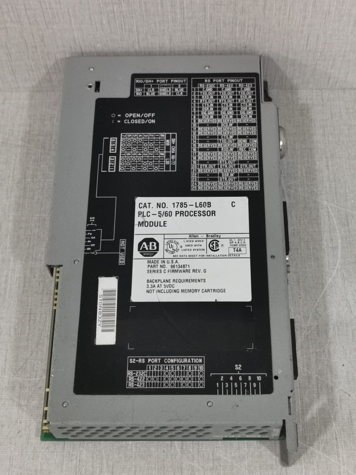 Allen-Bradley Plc-5/60 Allen-Bradley 1785-L60B Plc-5/60 Processor Module SER.C/REV.G 3