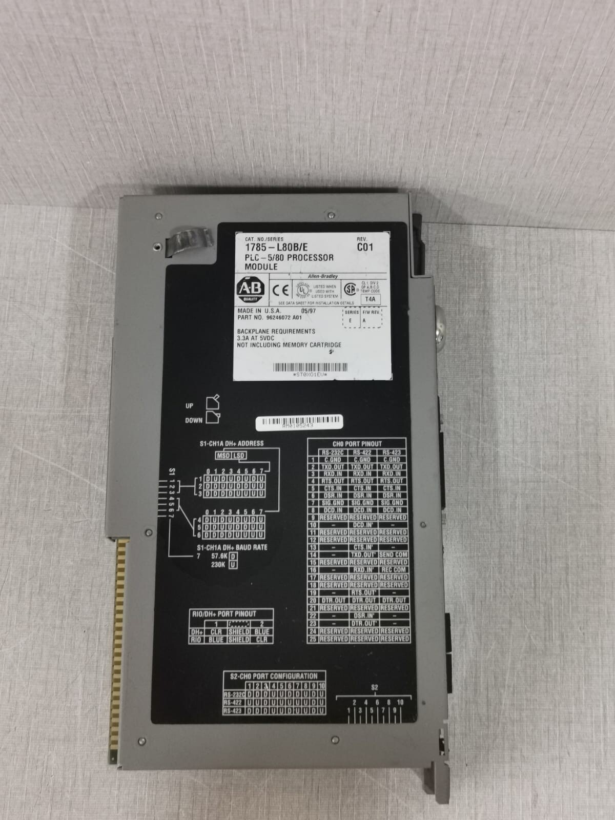 Allen-Bradley PLC 5/80 Allen Bradley 1785-L80B /E REV.CO1 |CPU MODULE PLC 5/80 10