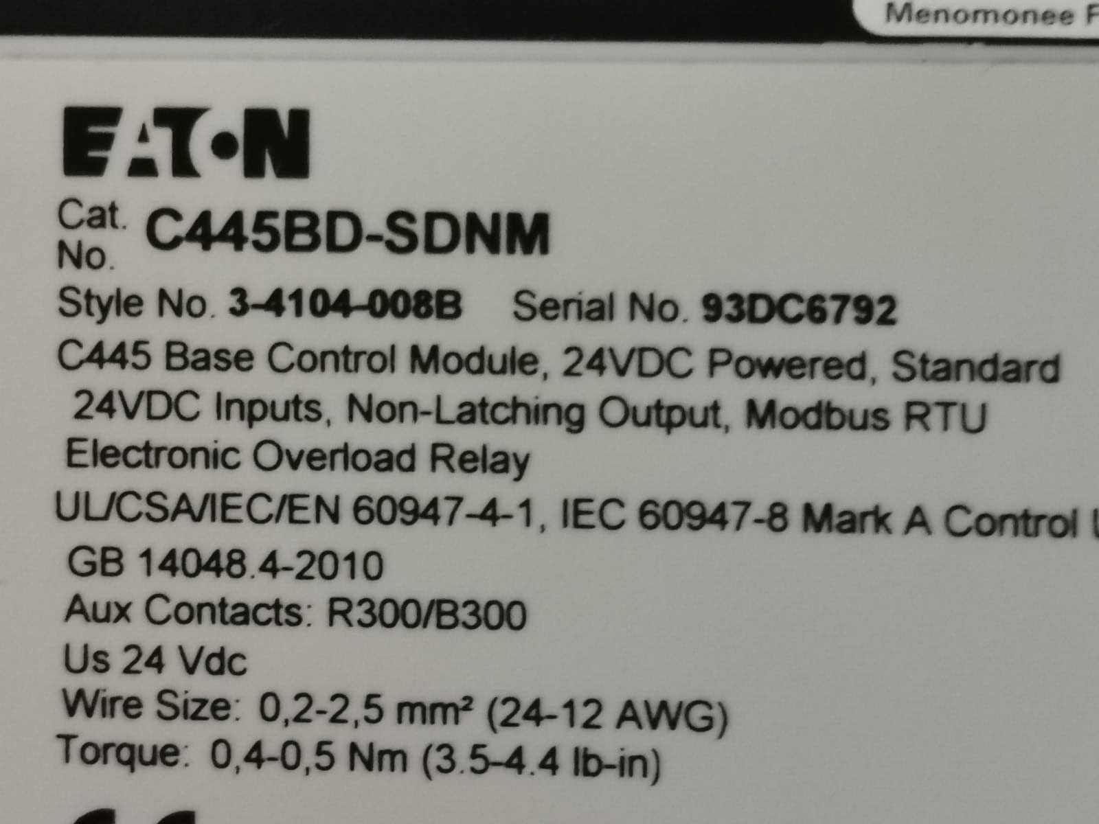 Eaton C445BD-SDNM Eaton C445BD-SDNM C445 Base Control Module 2