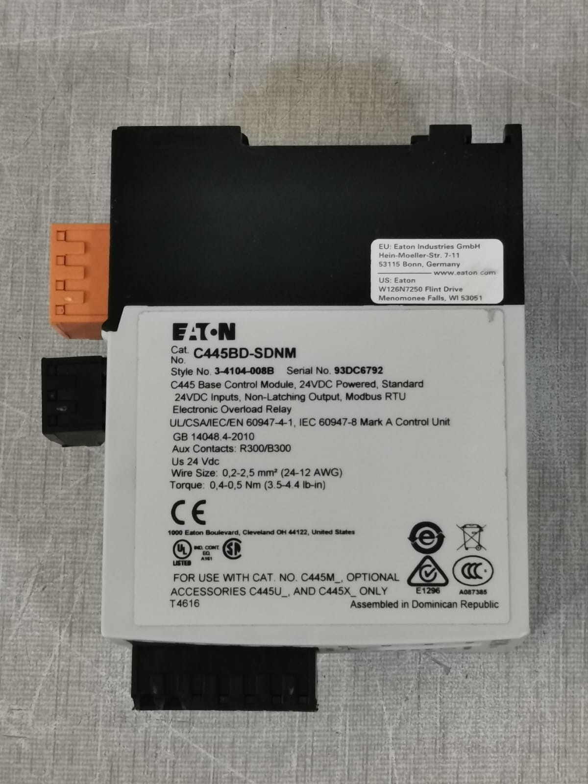Eaton C445BD-SDNM Eaton C445BD-SDNM C445 Base Control Module 3