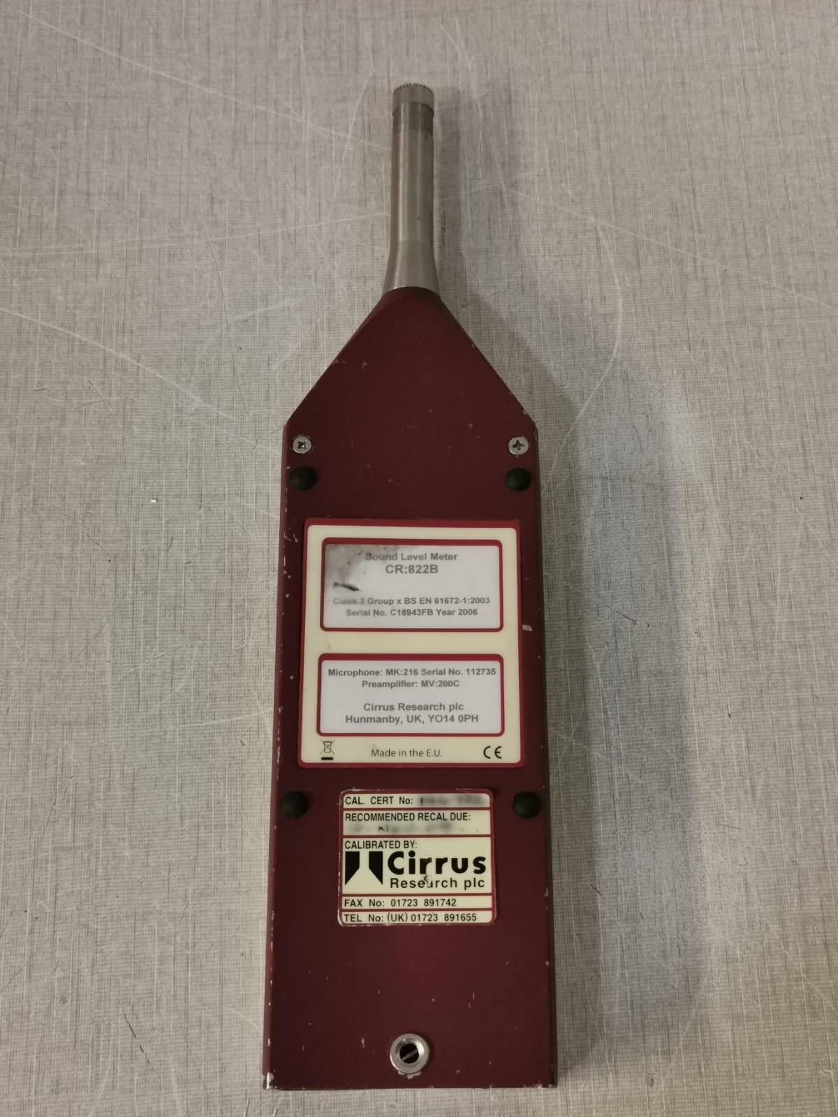 CIRRUS CR822B CIRRUS RESEARCH CR:822B SOUND LEVEL MEASUREMENT METER 9
