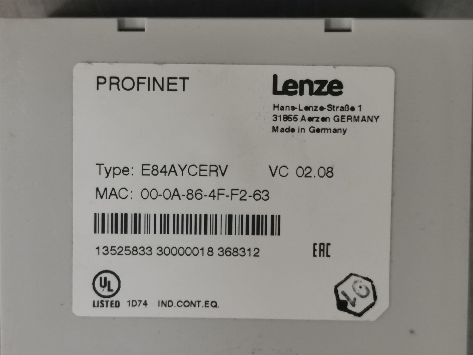 Lenze E84AYCERV LENZE E84AYCERV INVERTER DRIVES 8400 7