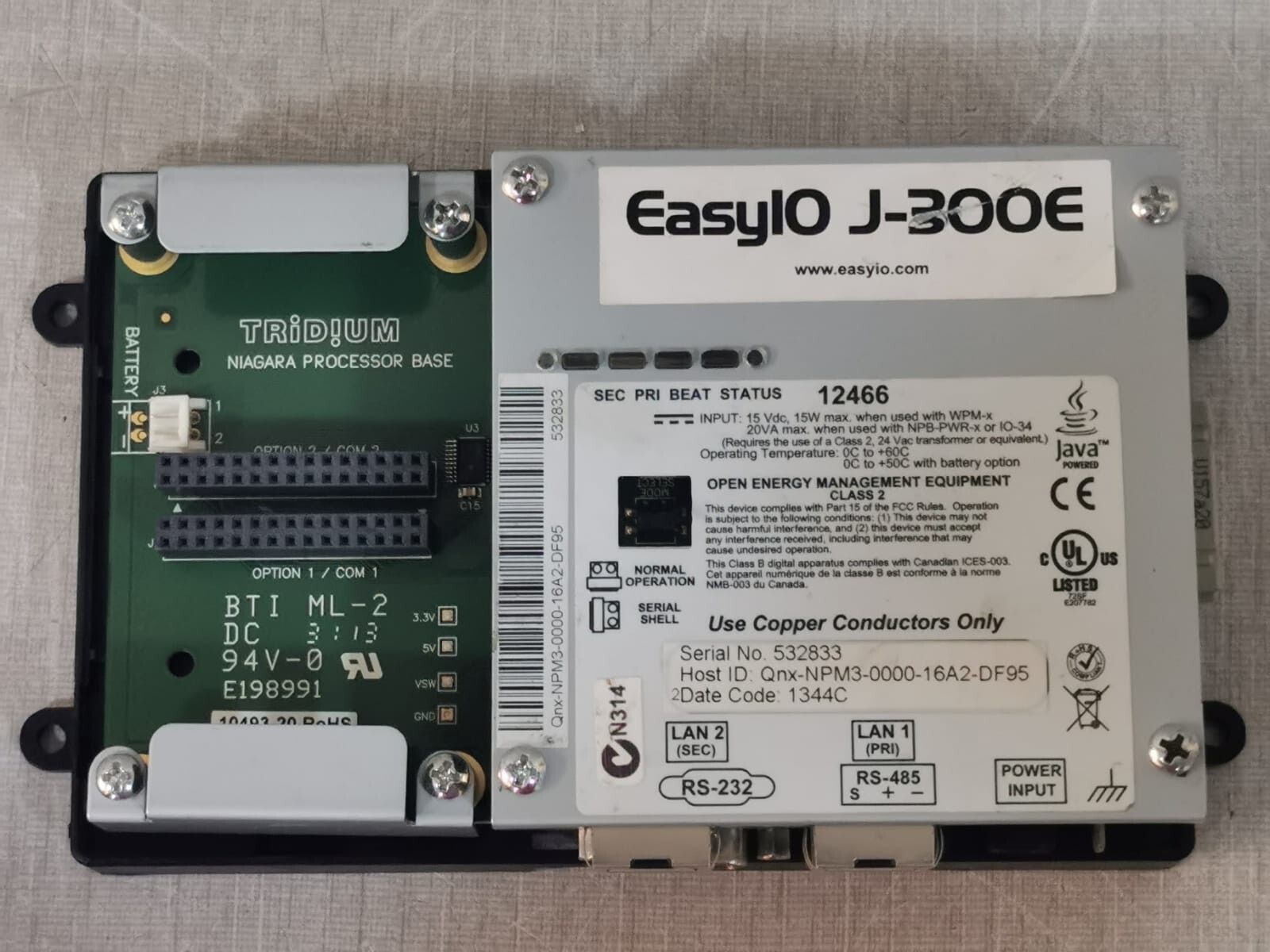Niagara J-300E Tridium EasyIO J-300E Niagara Processor Module 2