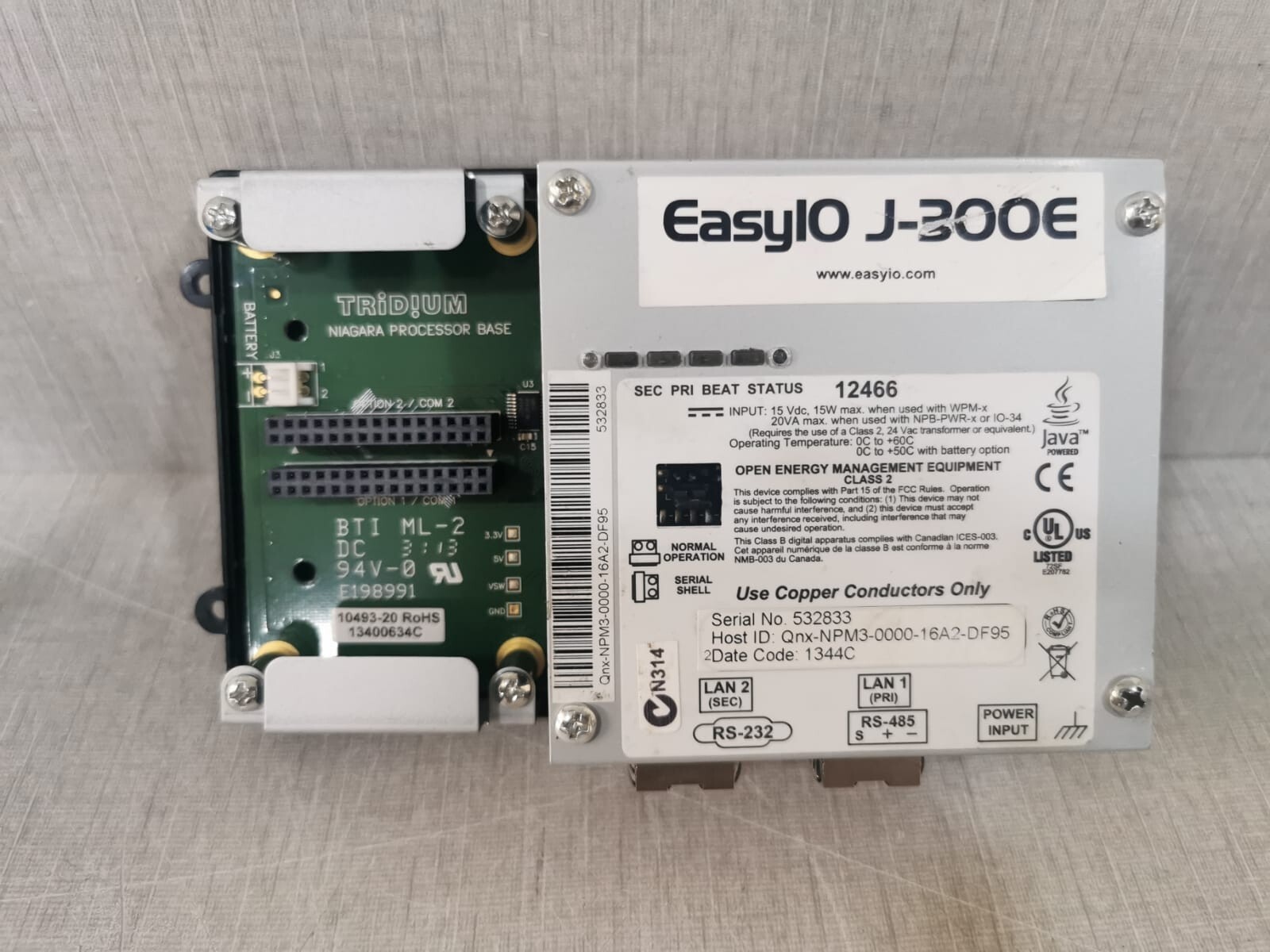 Tridium EasyIO J-300E Niagara Processor Module