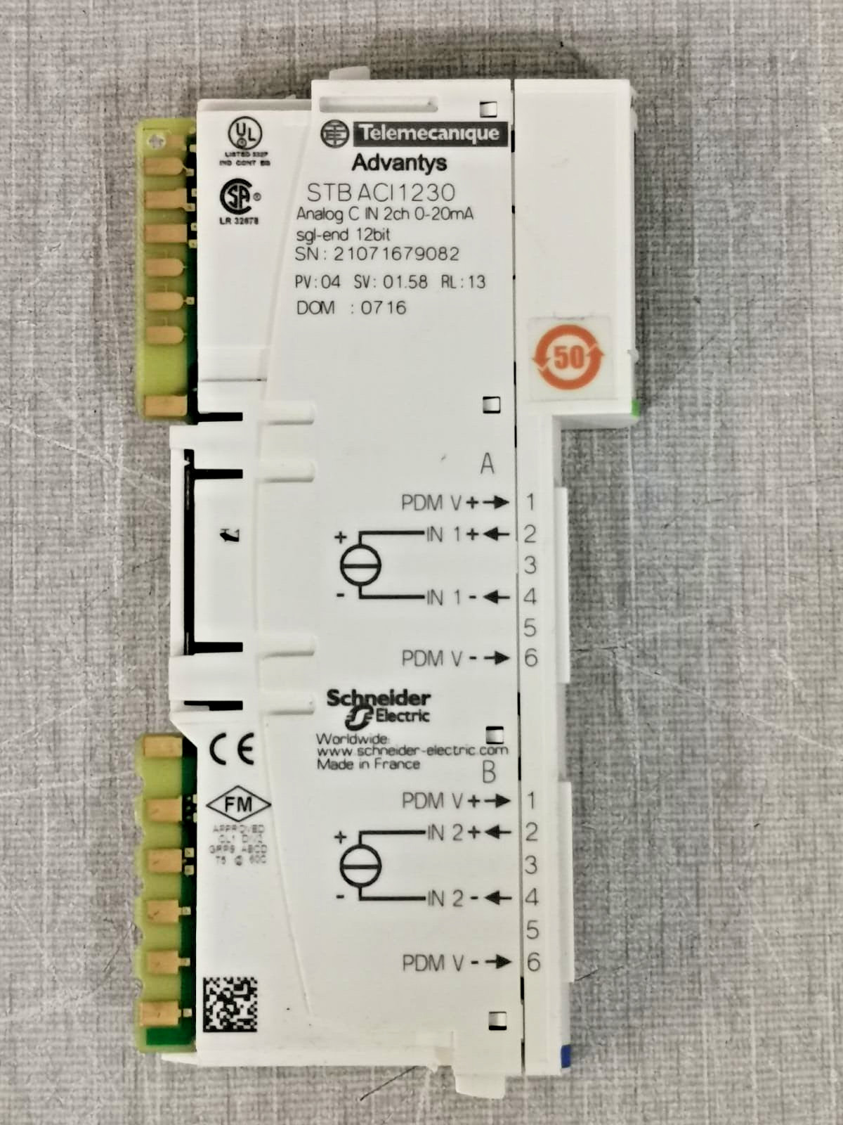 Schneider Electric ACI-1230 Schneider Telemecanique Advantys ACI1230 / STB ACI 1230 Analog Module 3