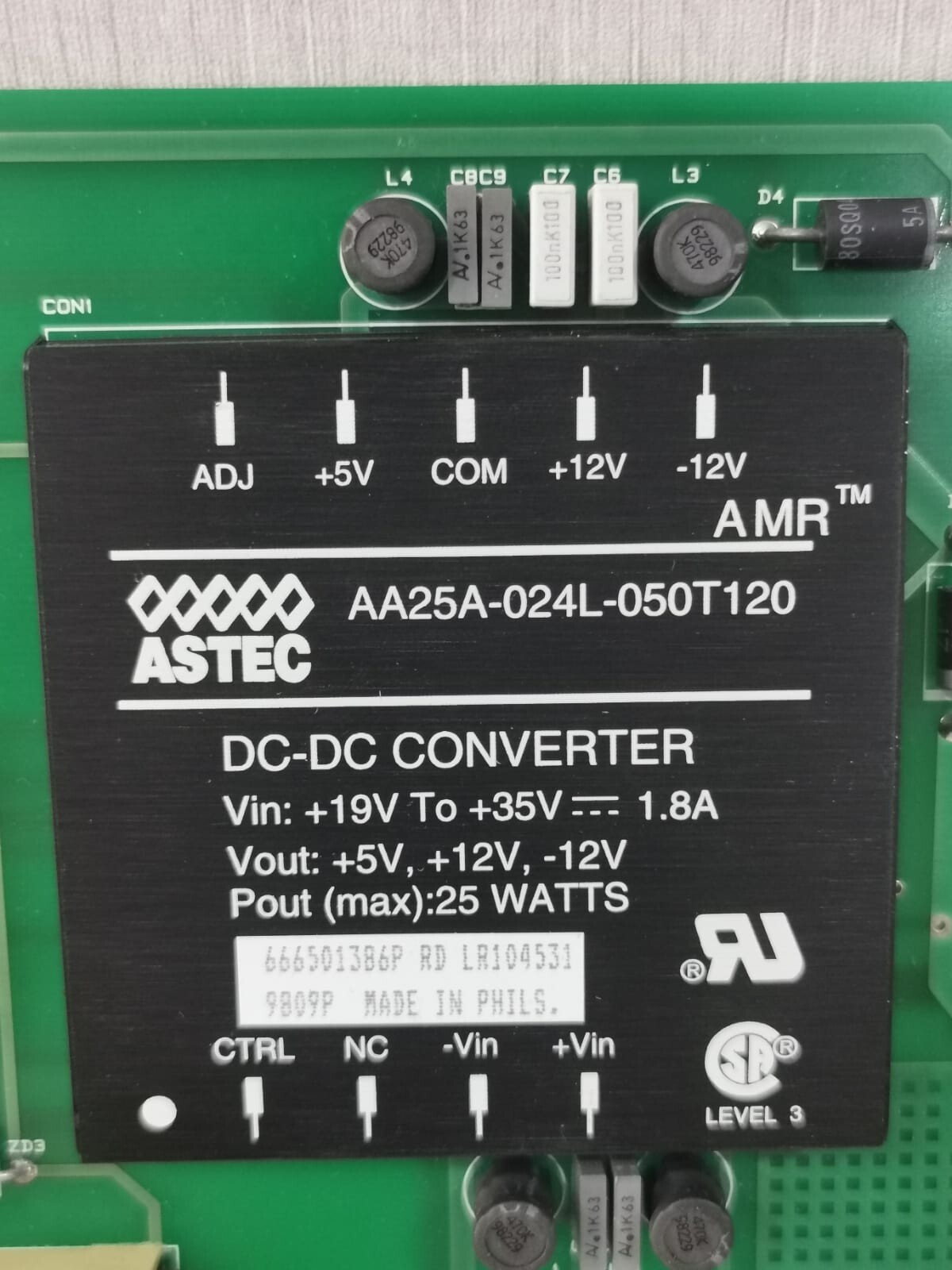 SERCK 46940C-4 SERCK 46940C-4 w/ ASTEC DC-DC Converter AA25A-024L-050T120 25Watts 2