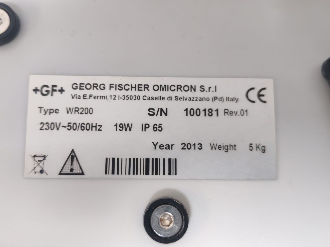 Georg Fischer WR200 Georg Fischer WR200 Welding Recorder Rev.01 230V-50/60Hz 4