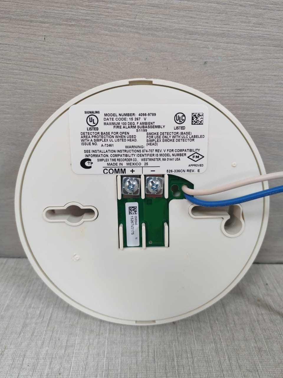 Simplex 4098-9789 SIMPLEX 4098-9789 LIFE ALARM SENS BASE W/ LED OUT 0677110CN 9