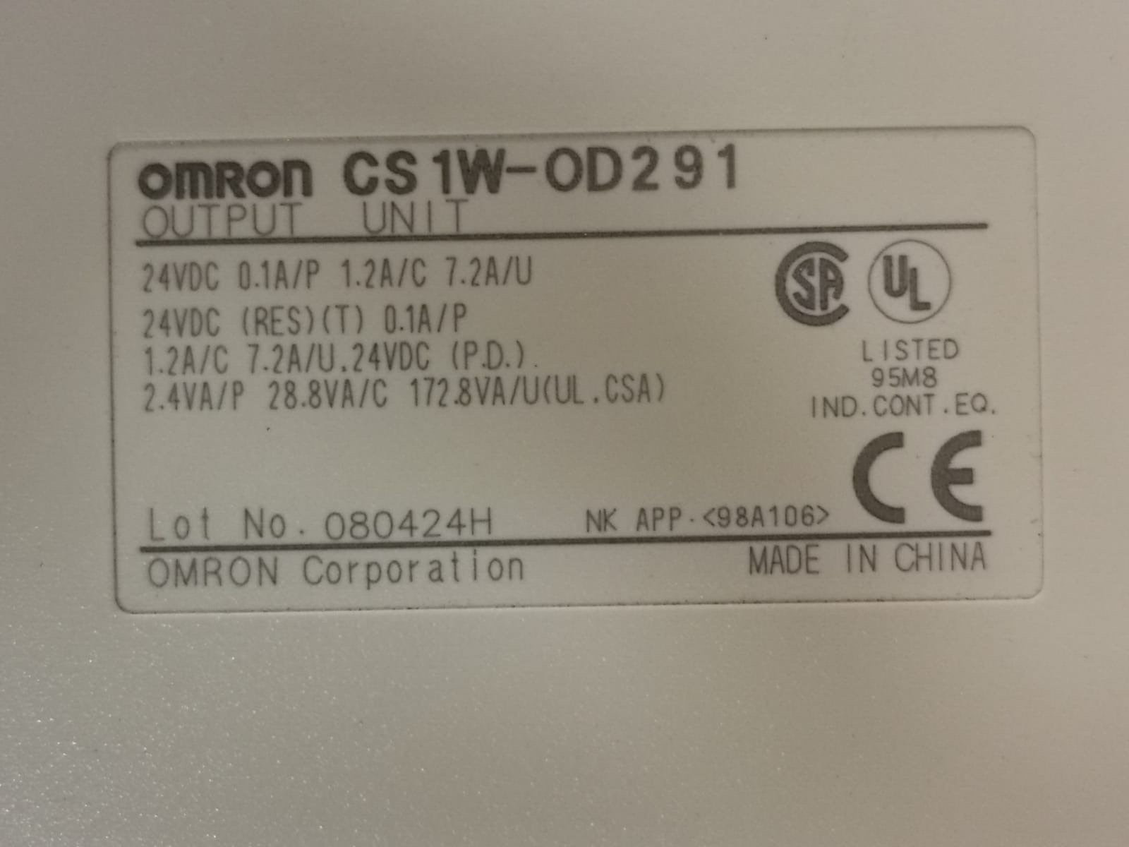 Omron CS1W-OD291 Omron CS1W-OD291 Output Unit 24VDC 4