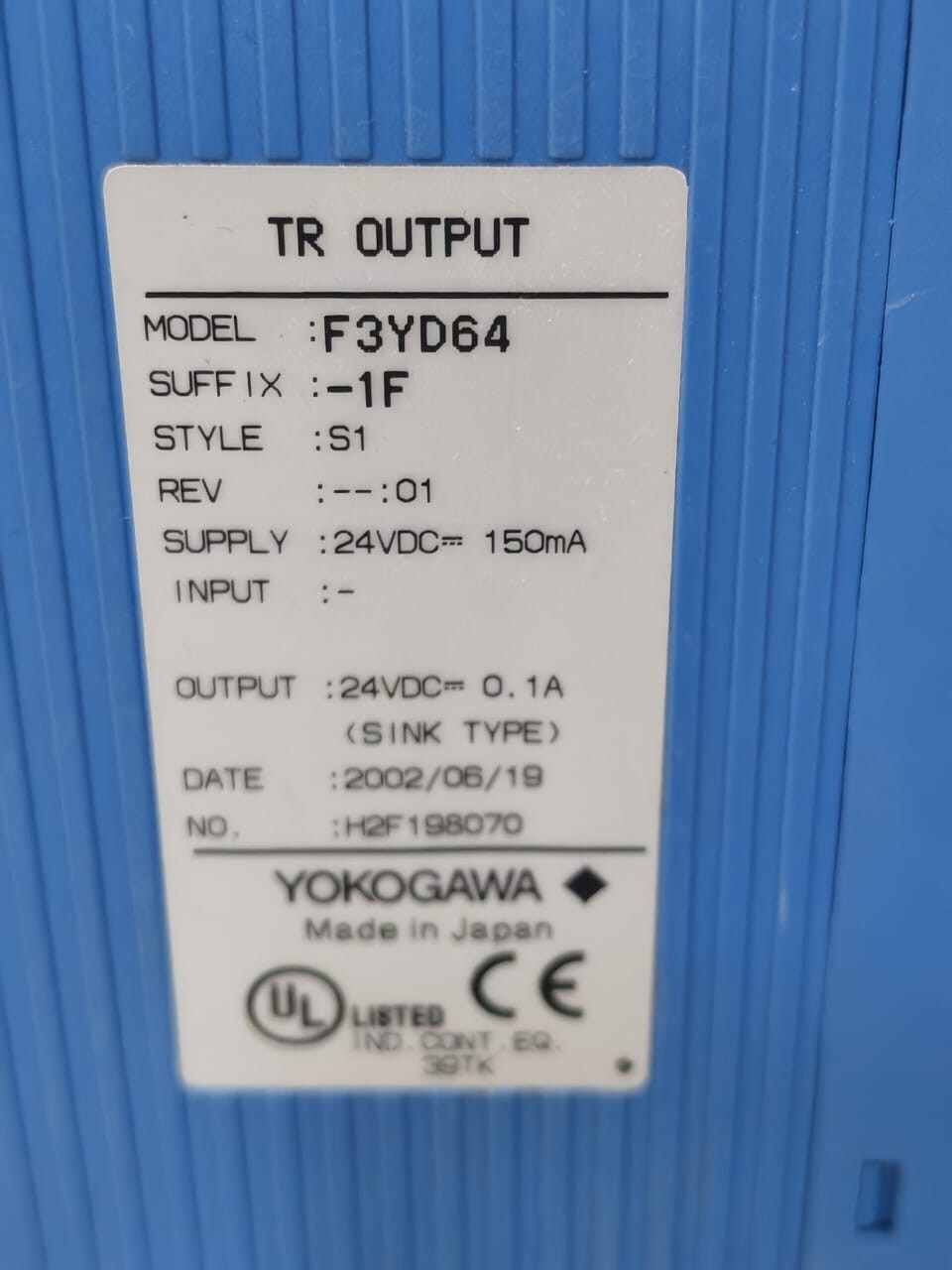 Yokogawa F3YD64-1F Yokogawa F3YD64-1F S1 PLC Module 24VDC 5