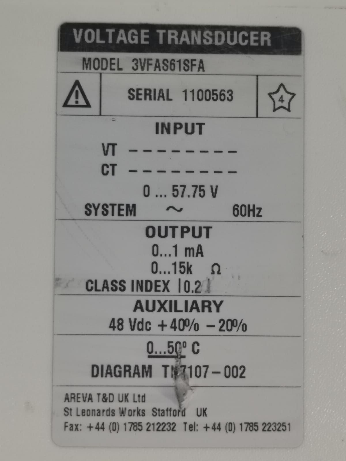 GE ISTAT-300 AREVA ISTAT 300-3VFAS61SFA VOLTAGE TRANDUCER 4