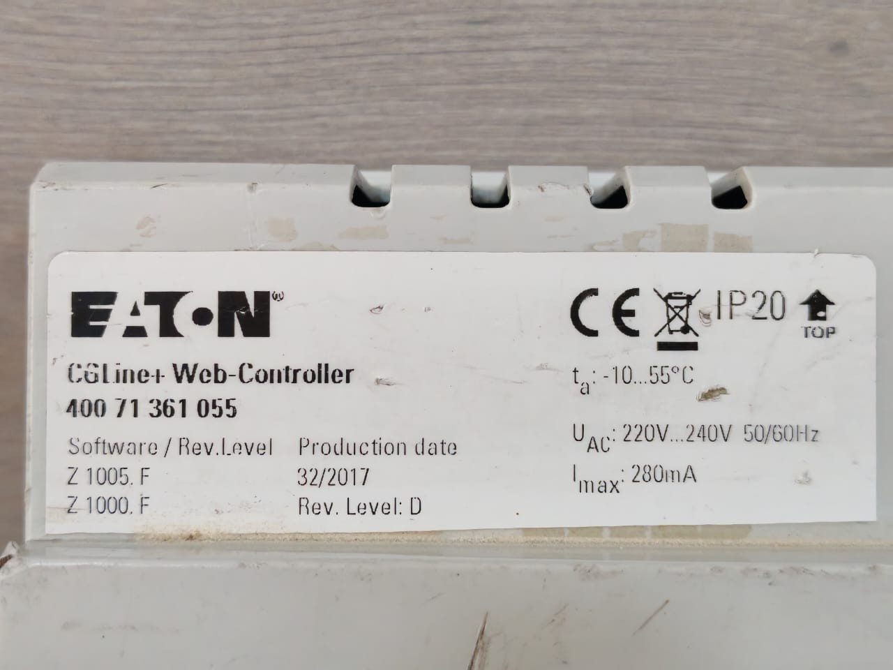Eaton Rev Level D Z1005.F/ Z1000.F EATON CGLine+Web-Controller 400 71 361 055 Software/Rev Level D Z1005.F/ Z1000.F 4