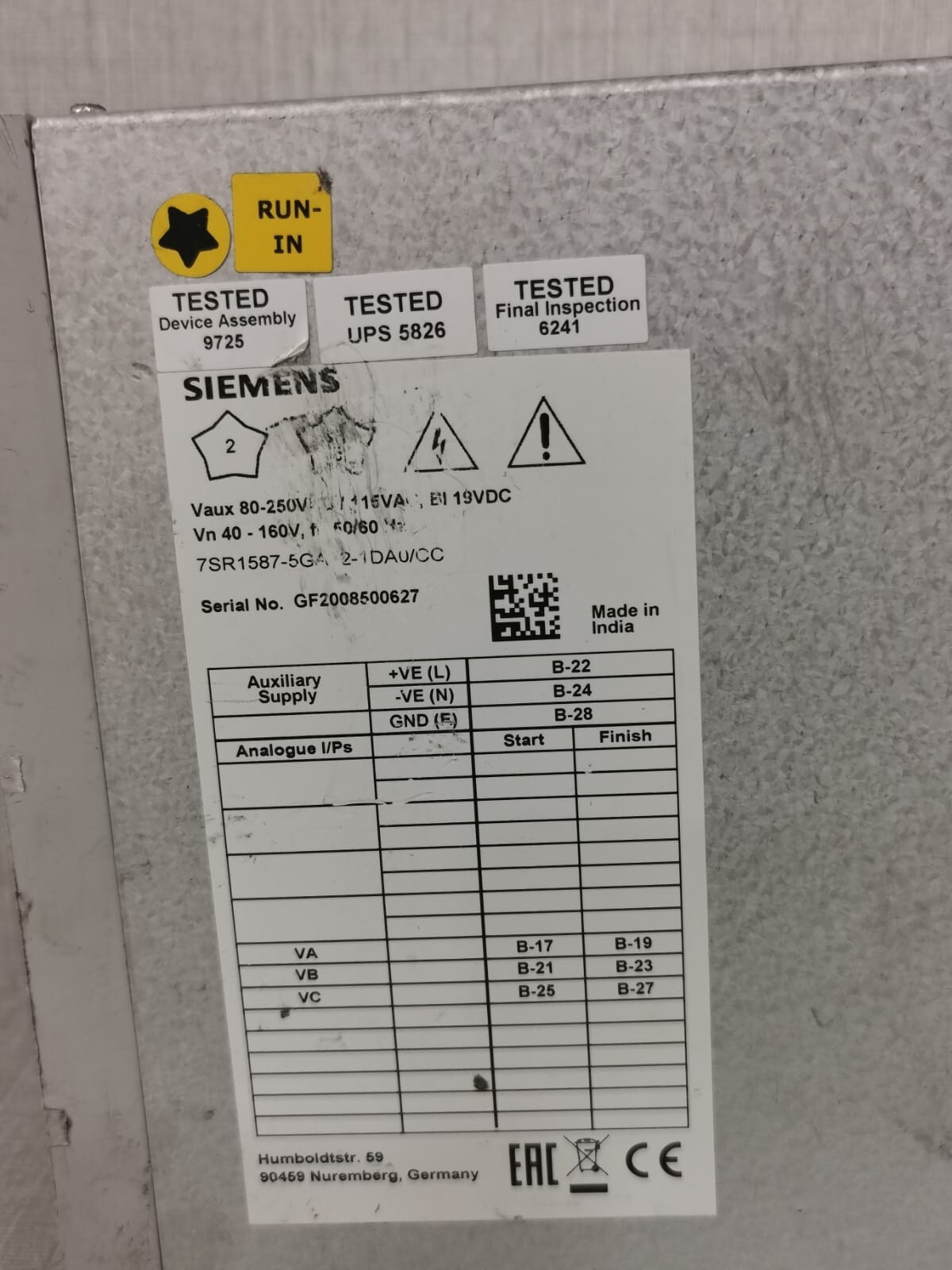 Siemens BF2101505951 SIEMENS 7SR1587-5GA12-1DA0/CC -F.NR. BF2101505951 4