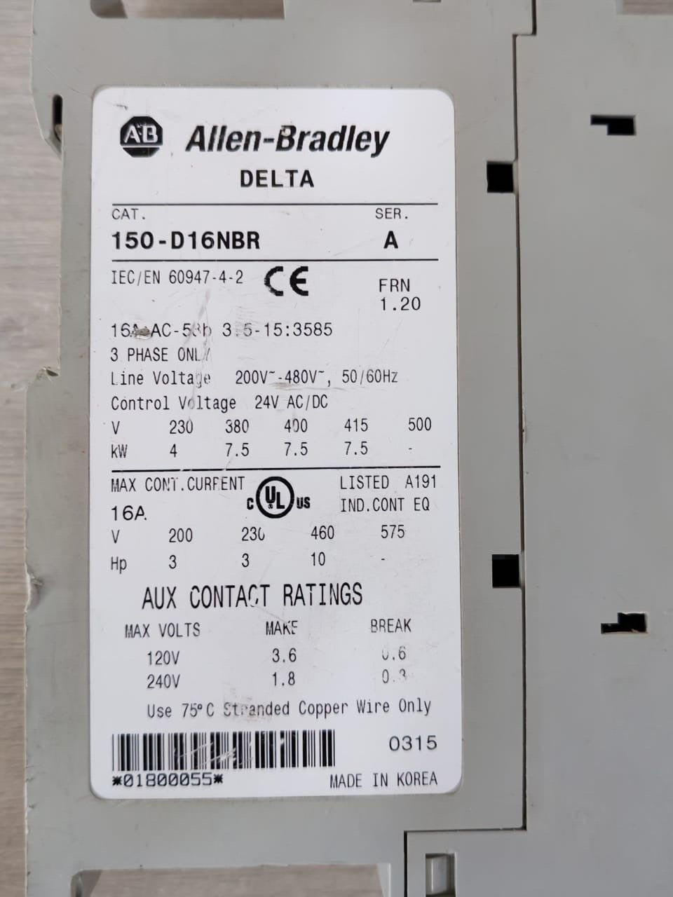 Allen-Bradley 150-D16NBR Allen Bradley Delta 150-D16NBR Smart Motor Controller 3