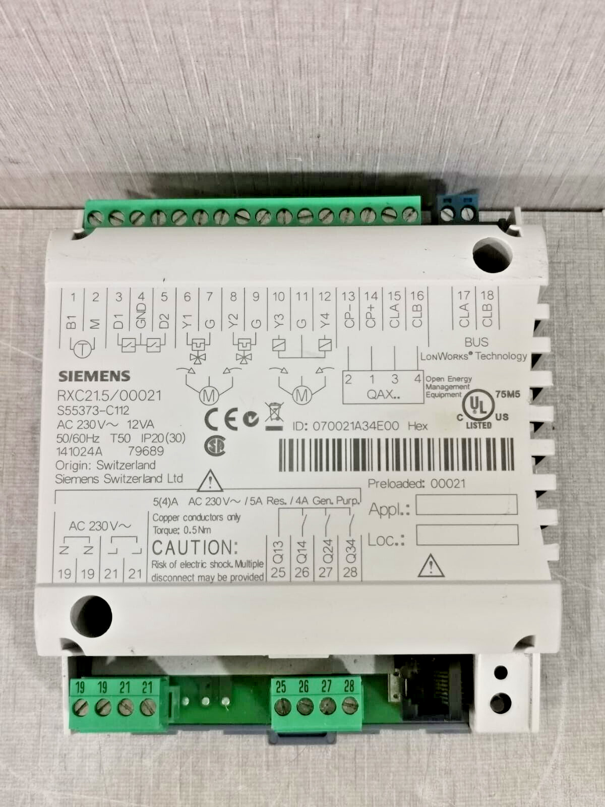 SIEMENS RXC21.5/00021-AC 230V-12VA PANEL CONTROLLER